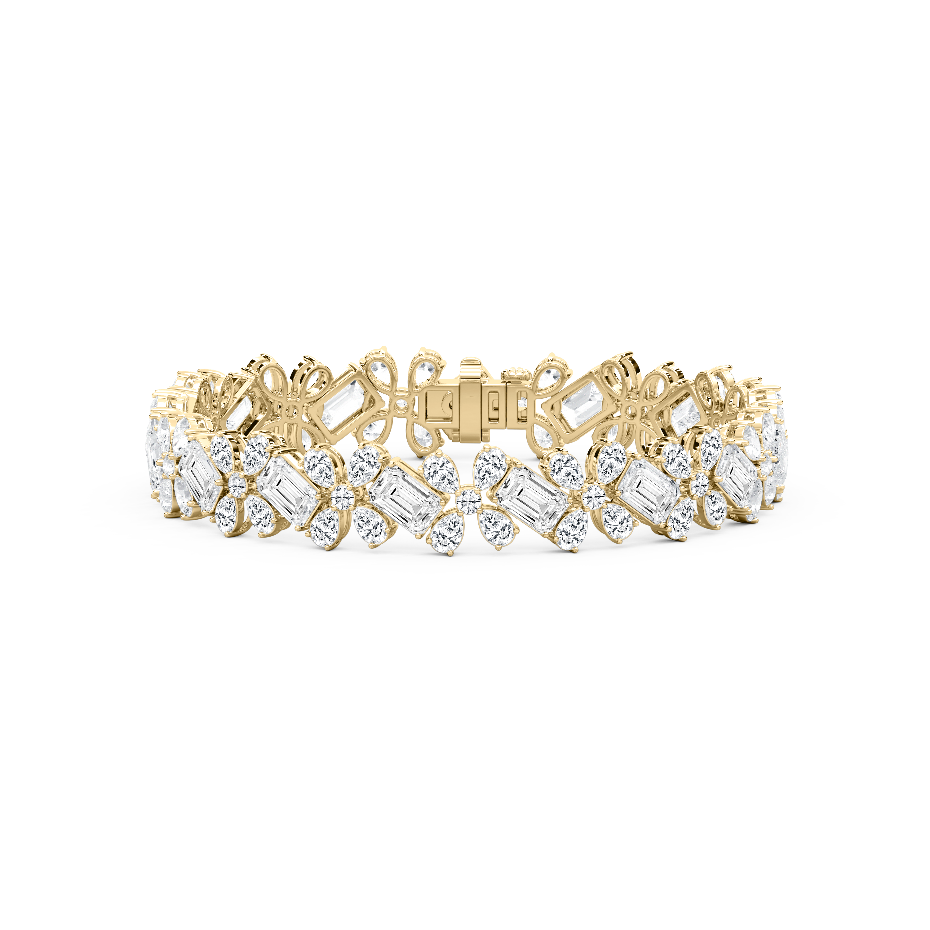 Multi Shape Diamonds Floral Fashion Bracelet