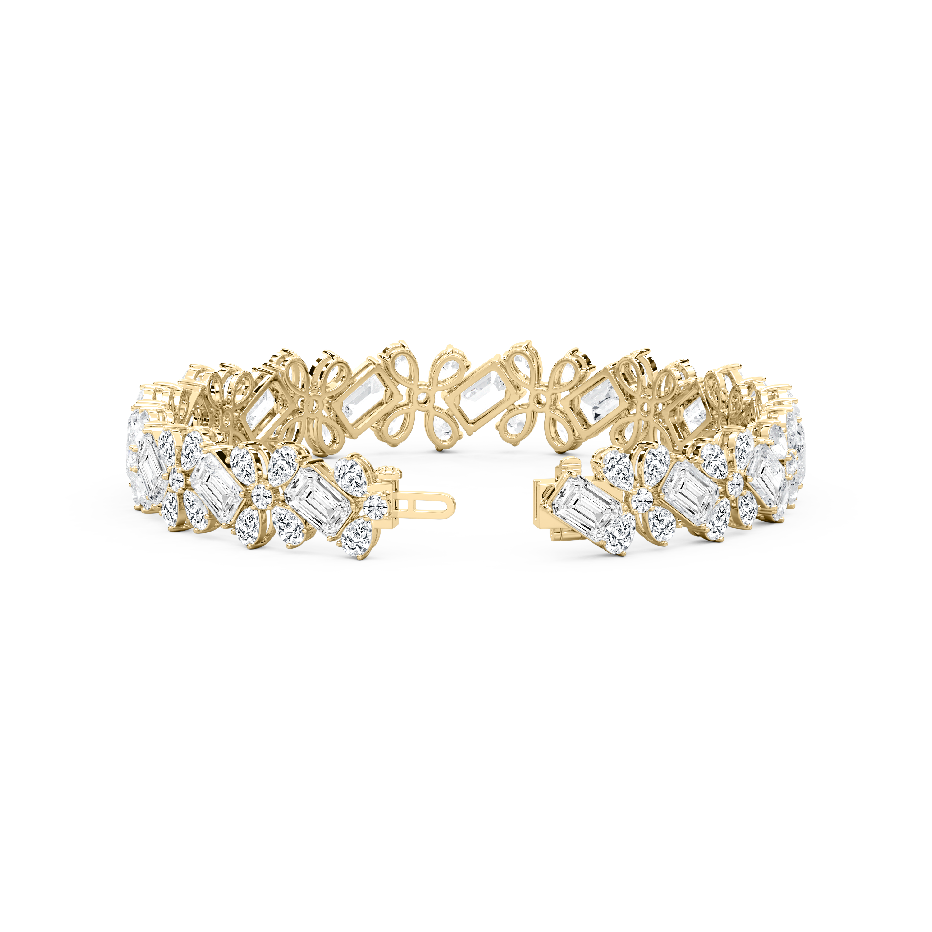 Multi Shape Diamonds Floral Fashion Bracelet