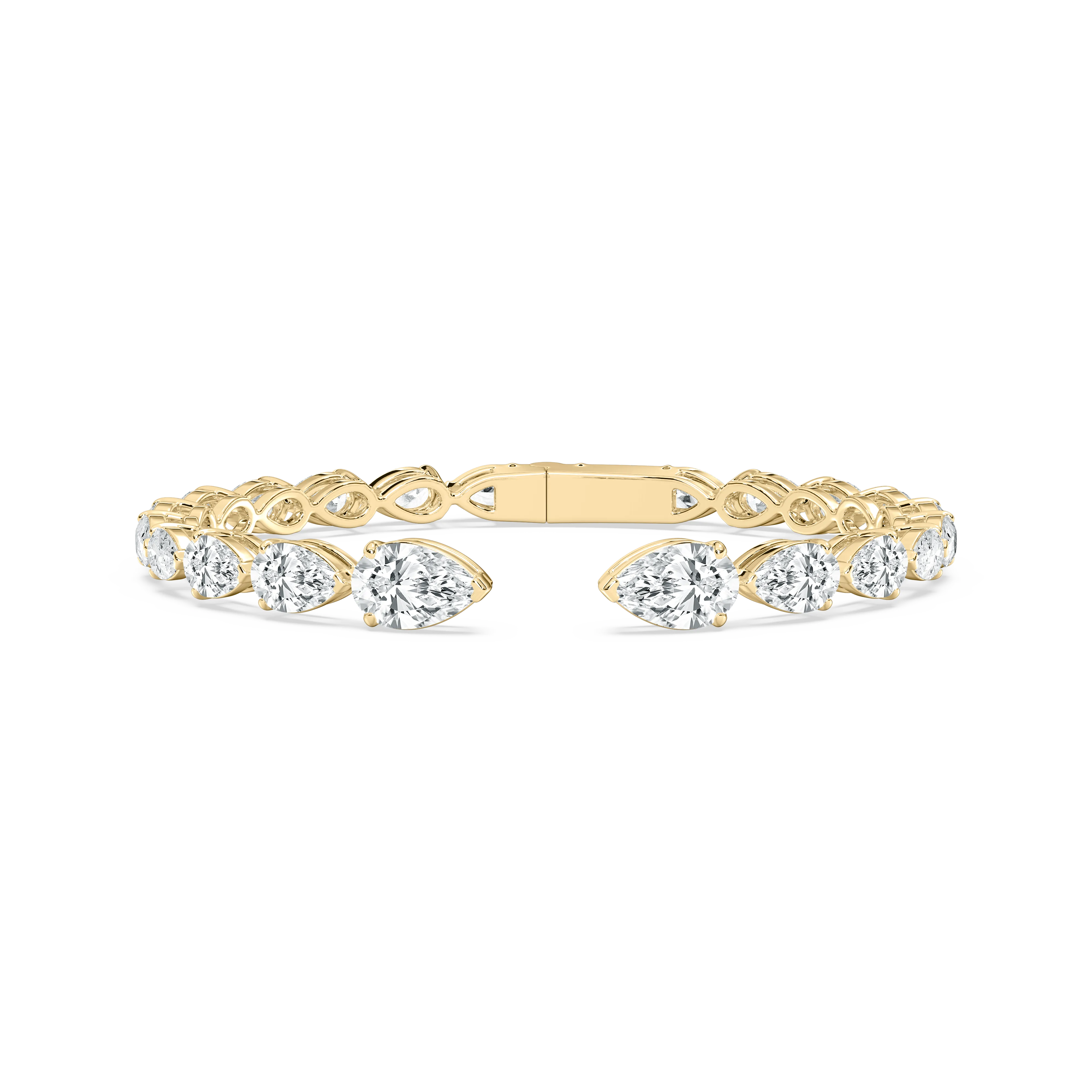 Pear Shape Diamond Open Gap Bangles Bracelet