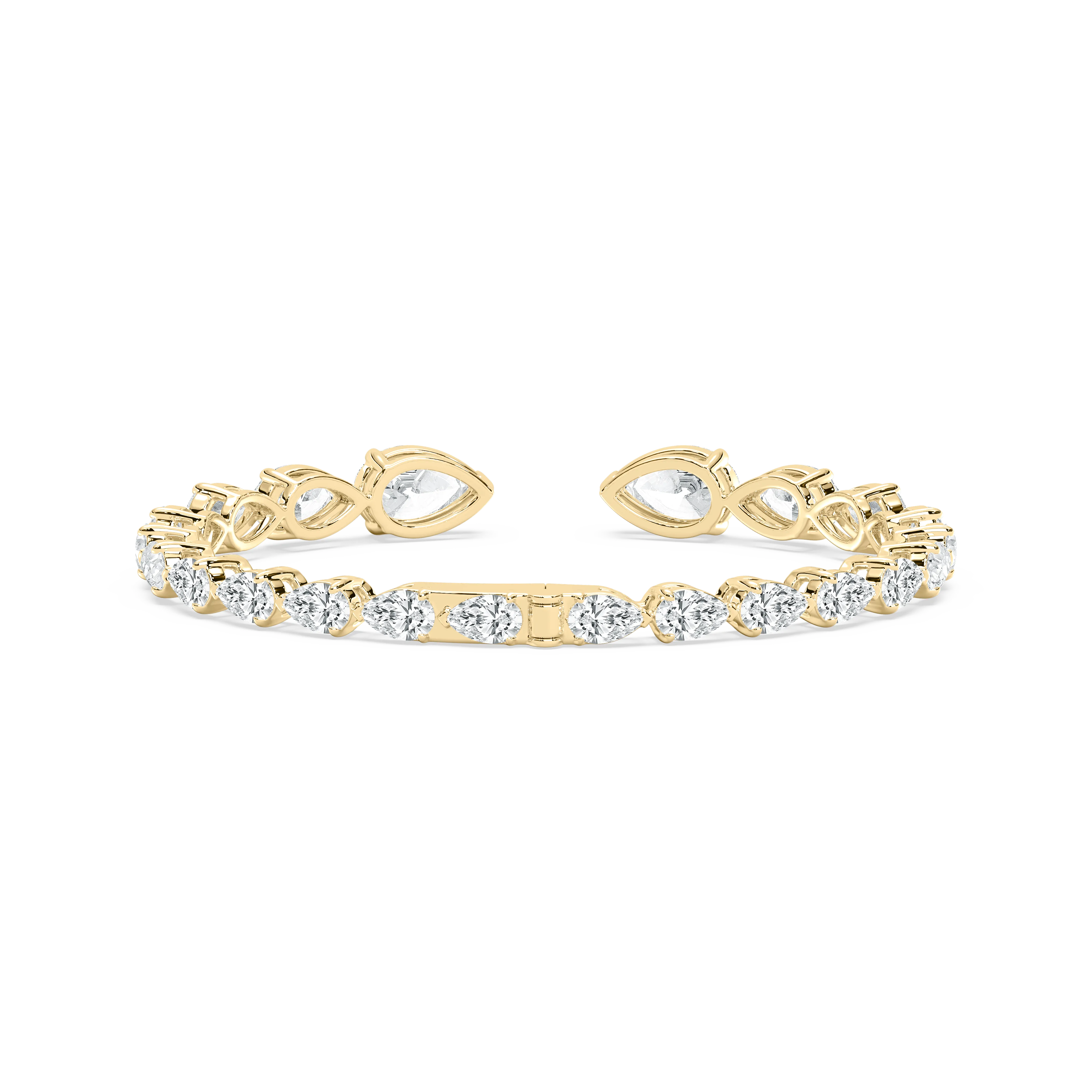 Pear Shape Diamond Open Gap Bangles Bracelet