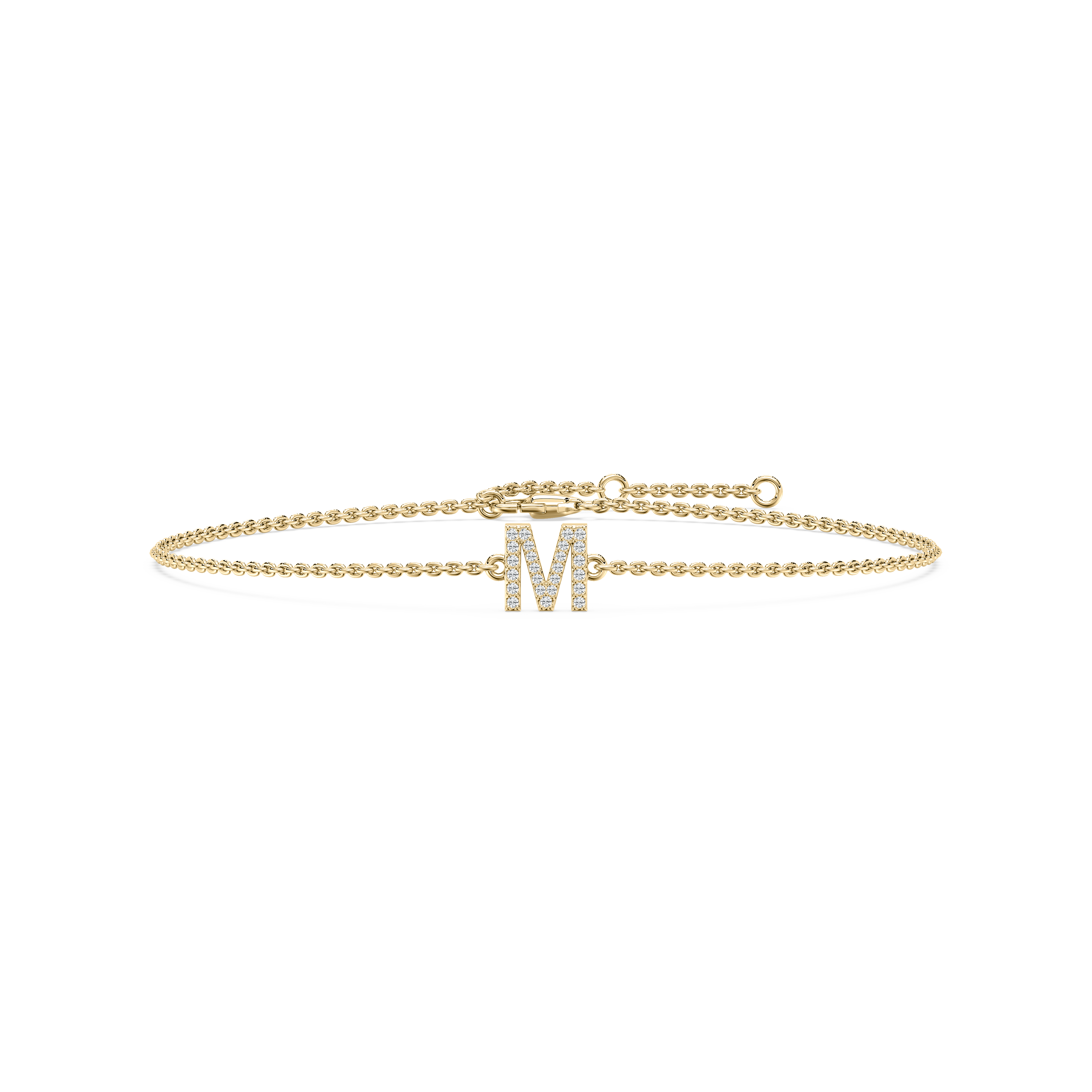 Diamond M Initial Fashion Bracelet