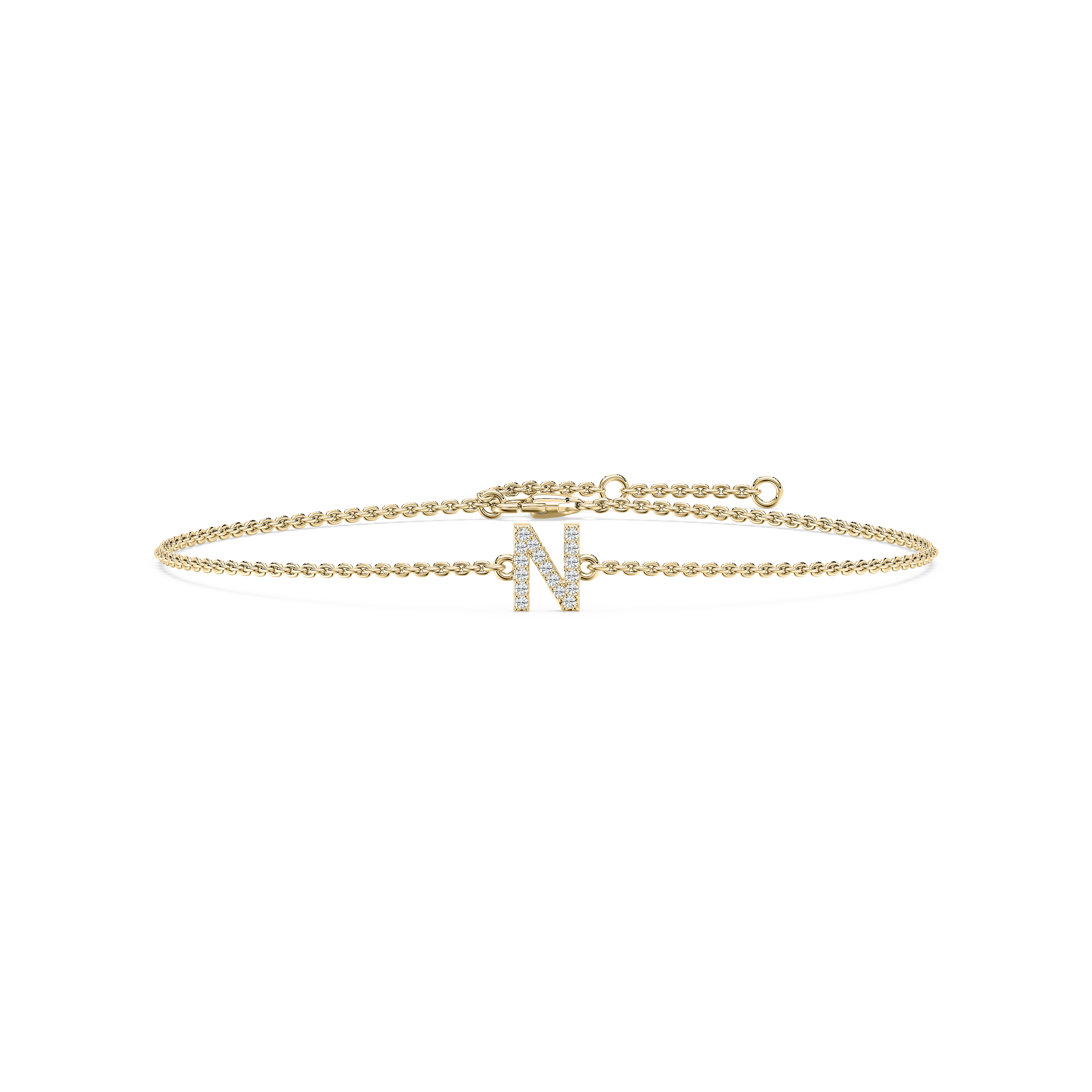Diamond N Initial Fashion Bracelet
