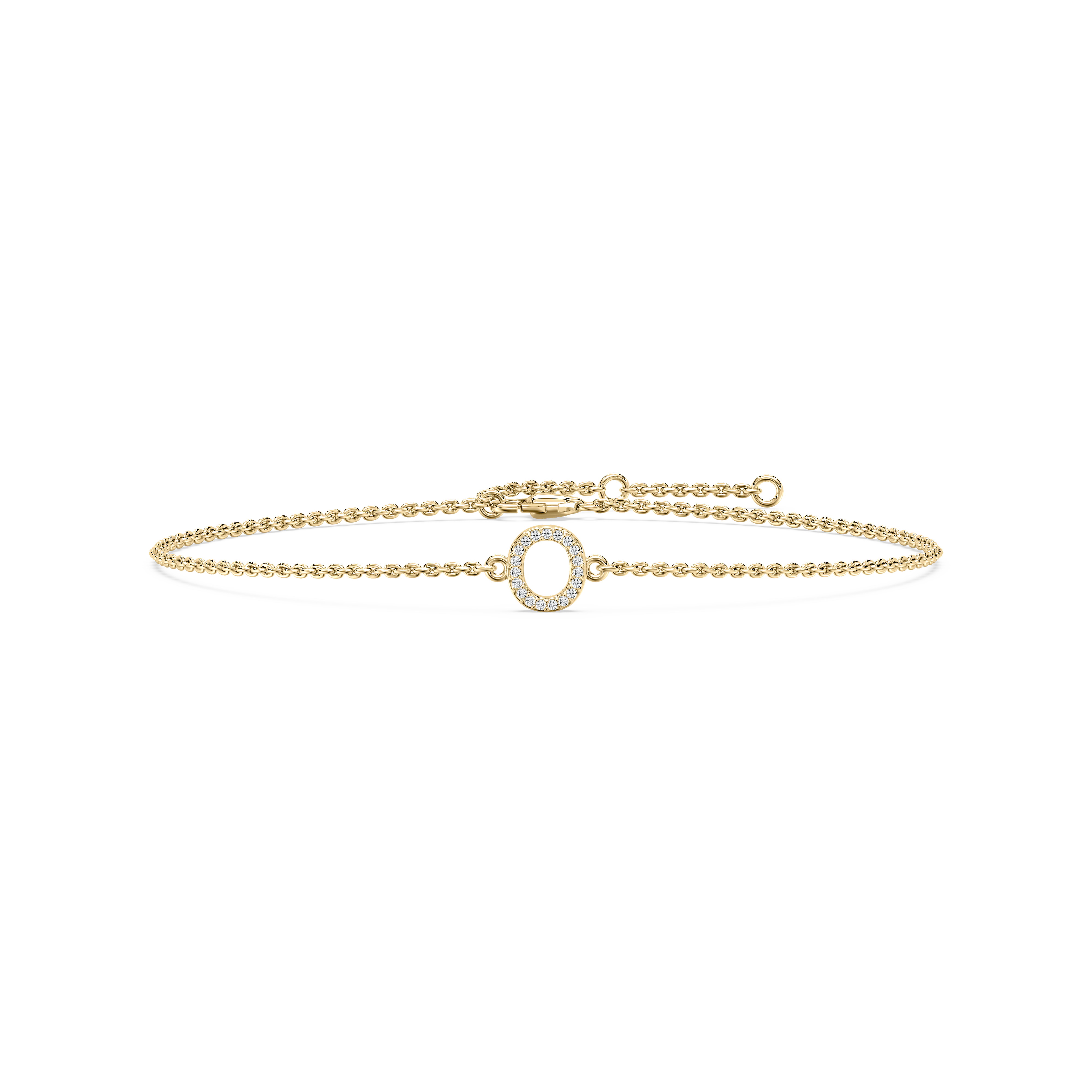 Diamond O Initial Fashion Bracelet