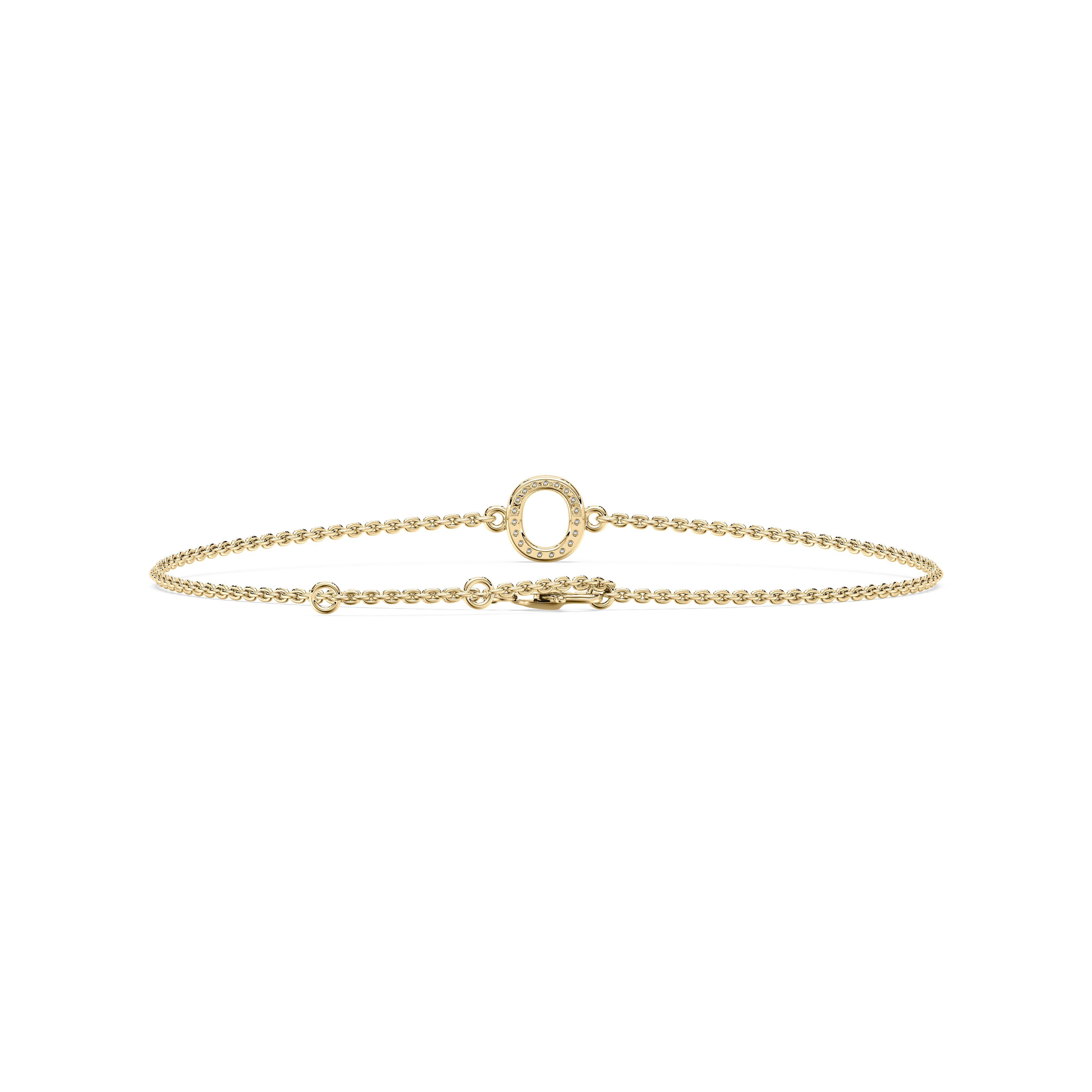 Diamond O Initial Fashion Bracelet