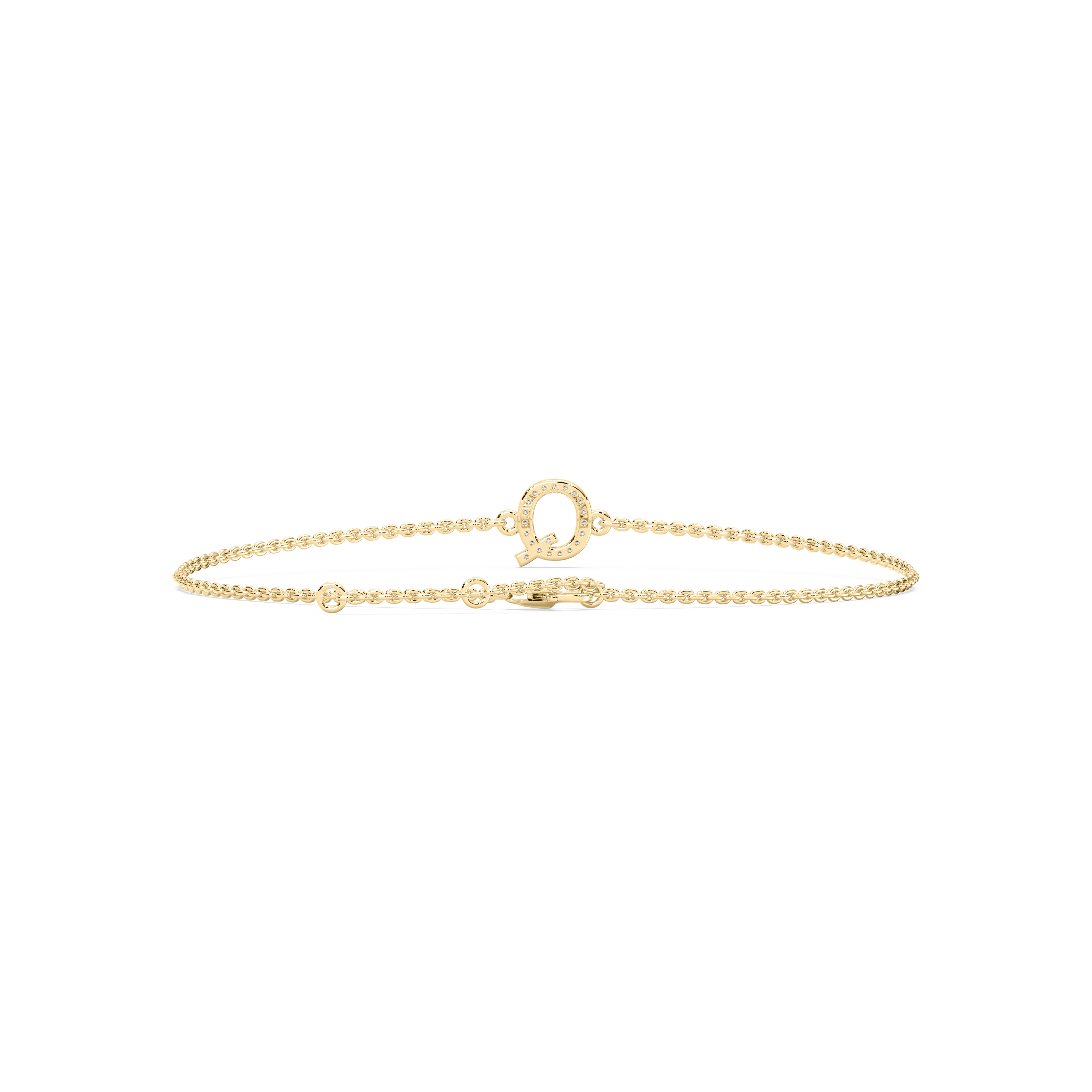 Diamond Q Initial Fashion Bracelet