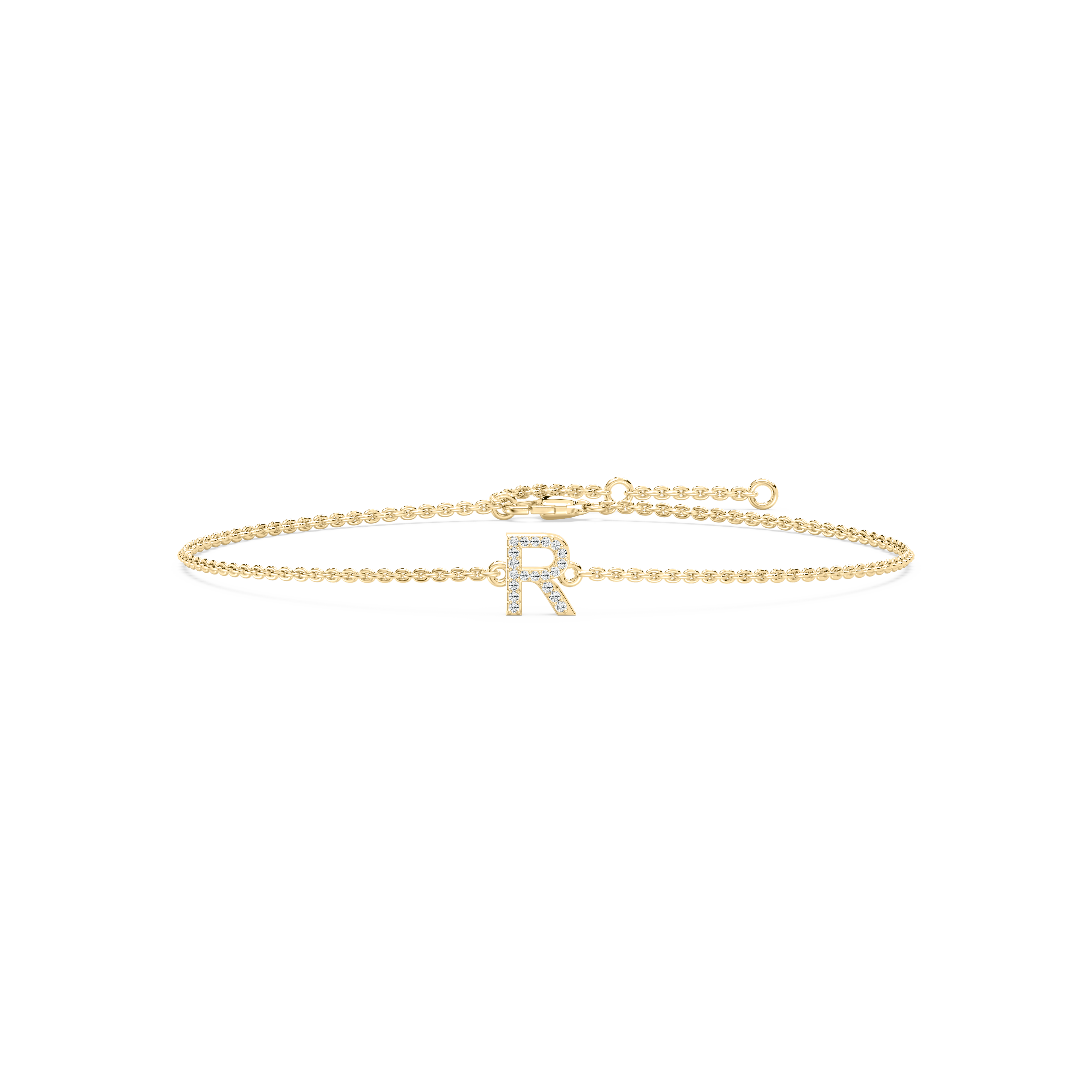 Diamond R Initial Fashion Bracelet