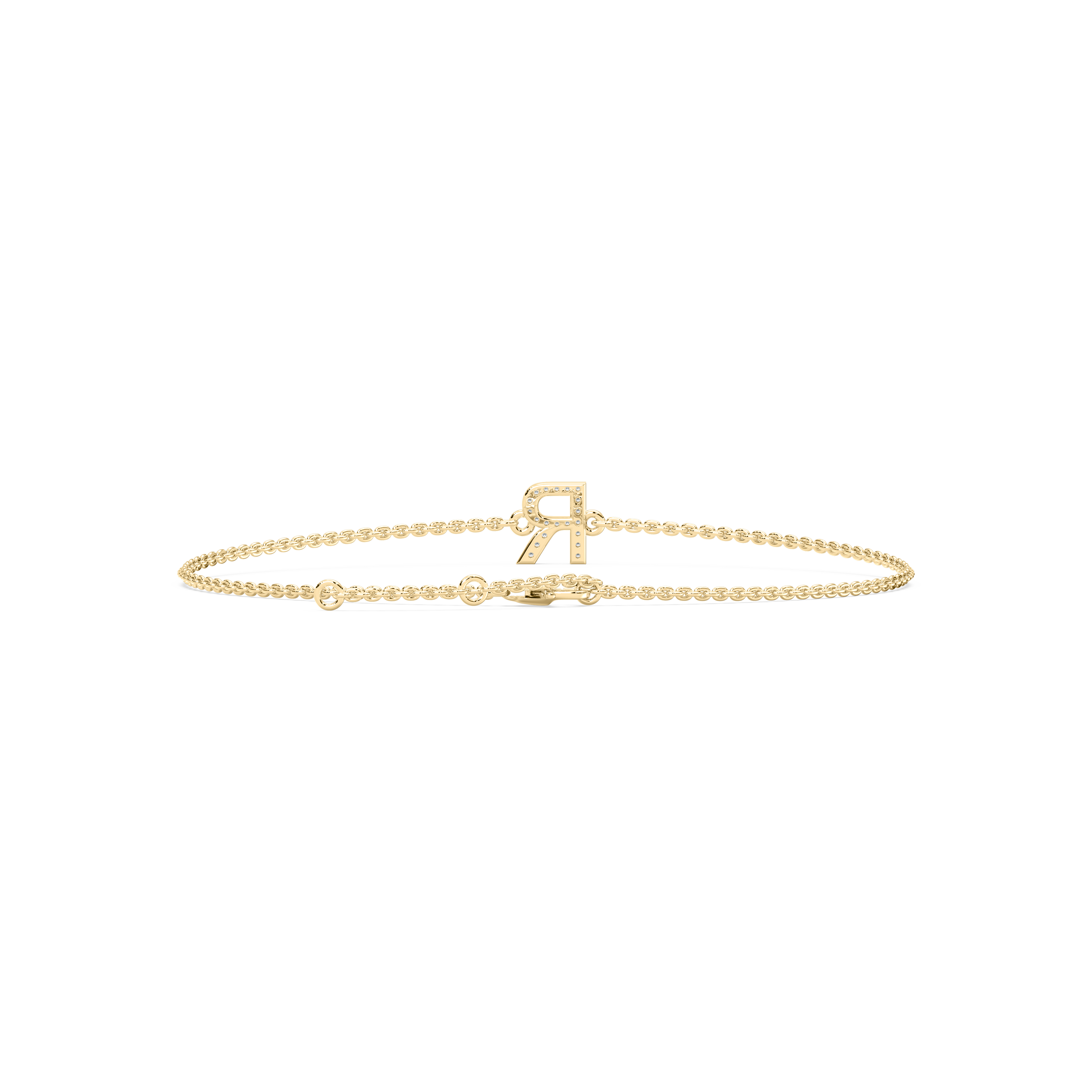 Diamond R Initial Fashion Bracelet