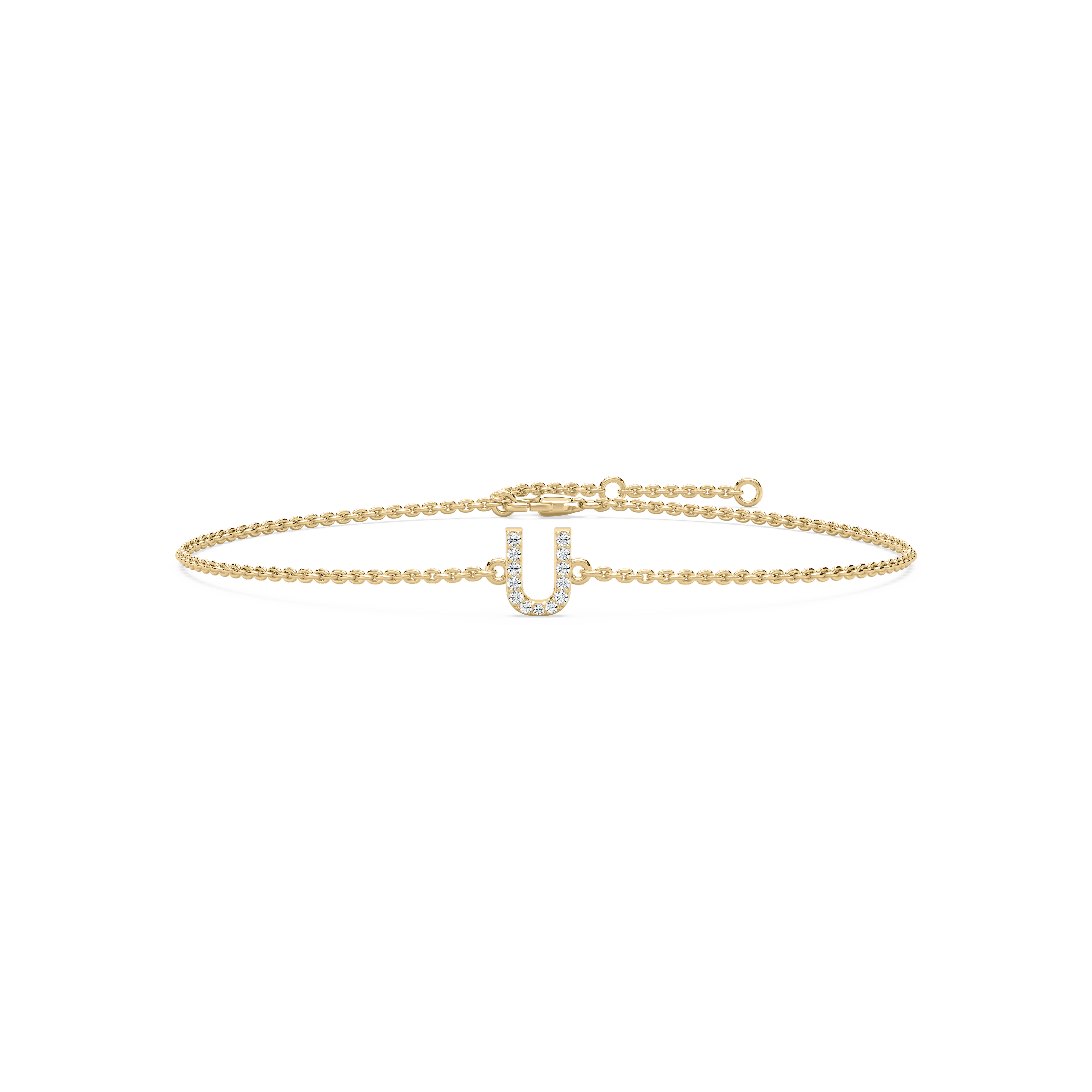 Diamond U Initial Fashion Bracelet