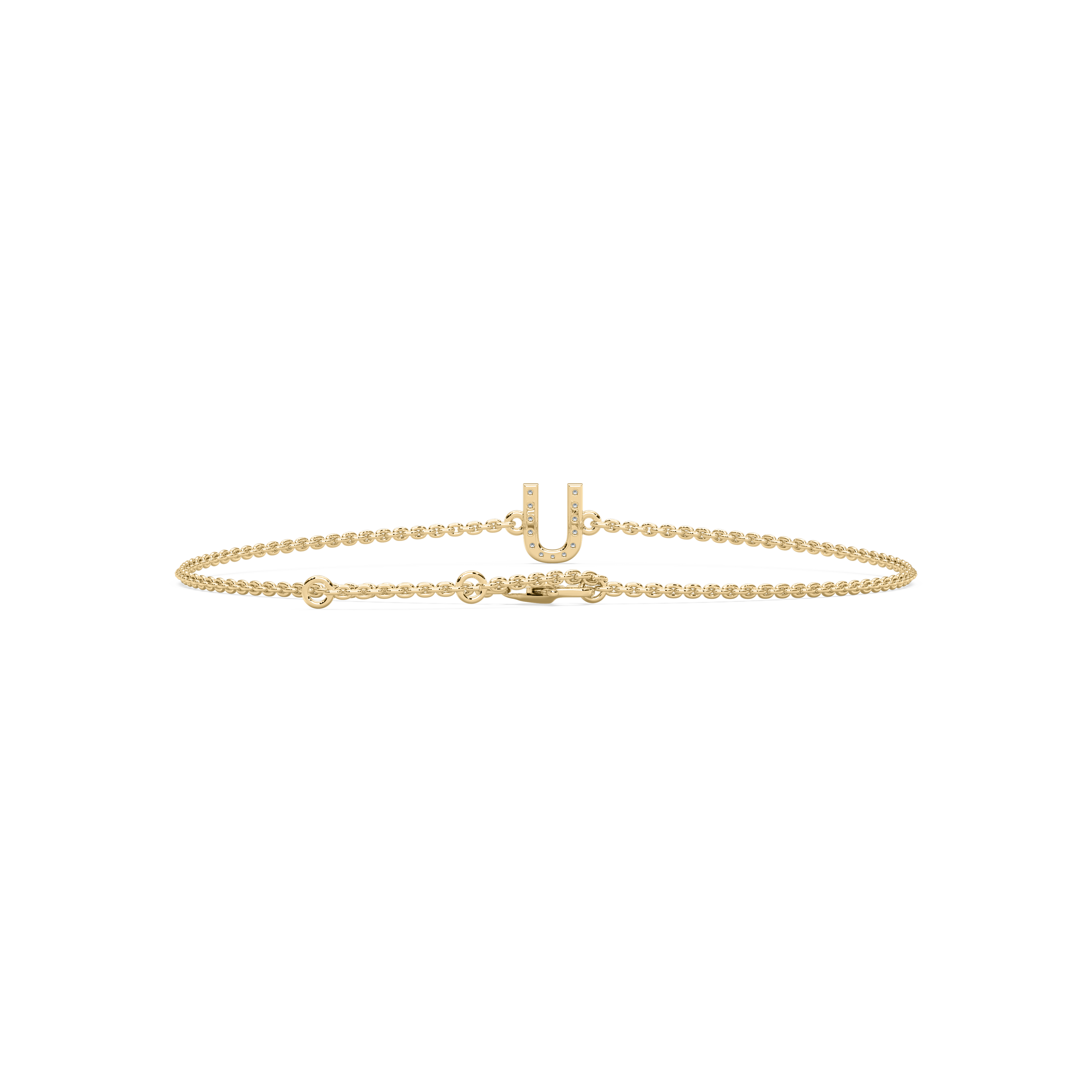 Diamond U Initial Fashion Bracelet
