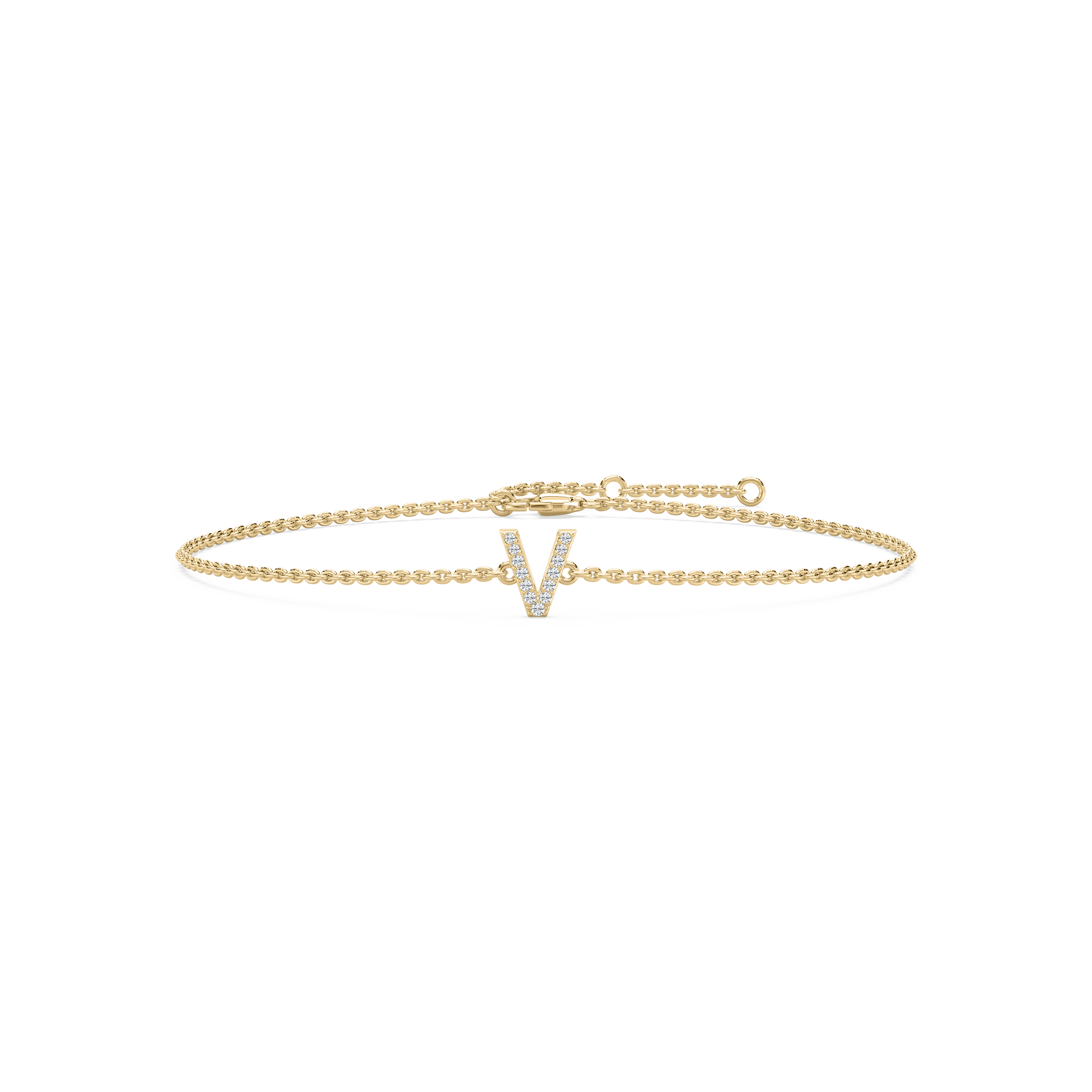 Diamond V Initial Fashion Bracelet