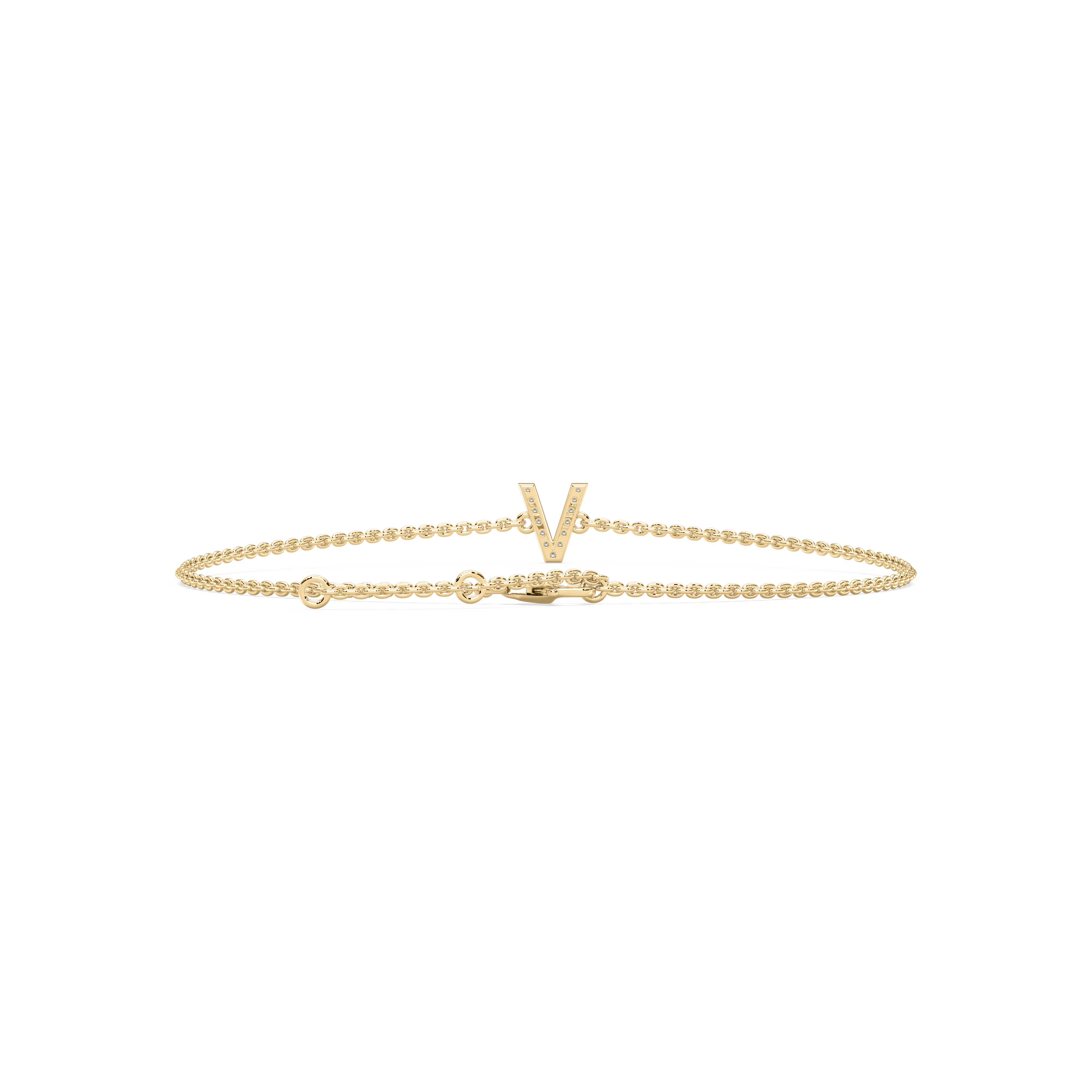 Diamond V Initial Fashion Bracelet