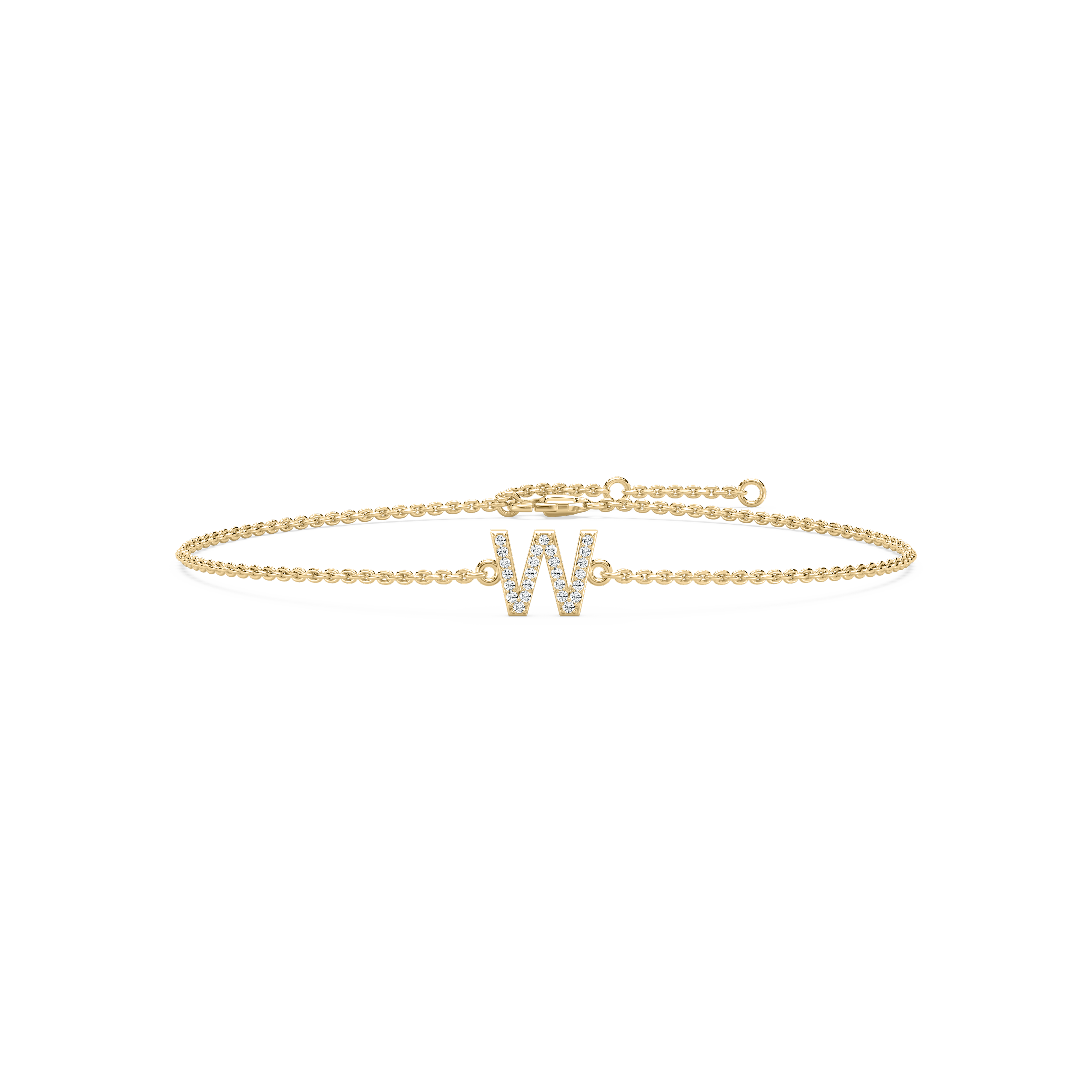 Diamond W Initial Fashion Bracelet