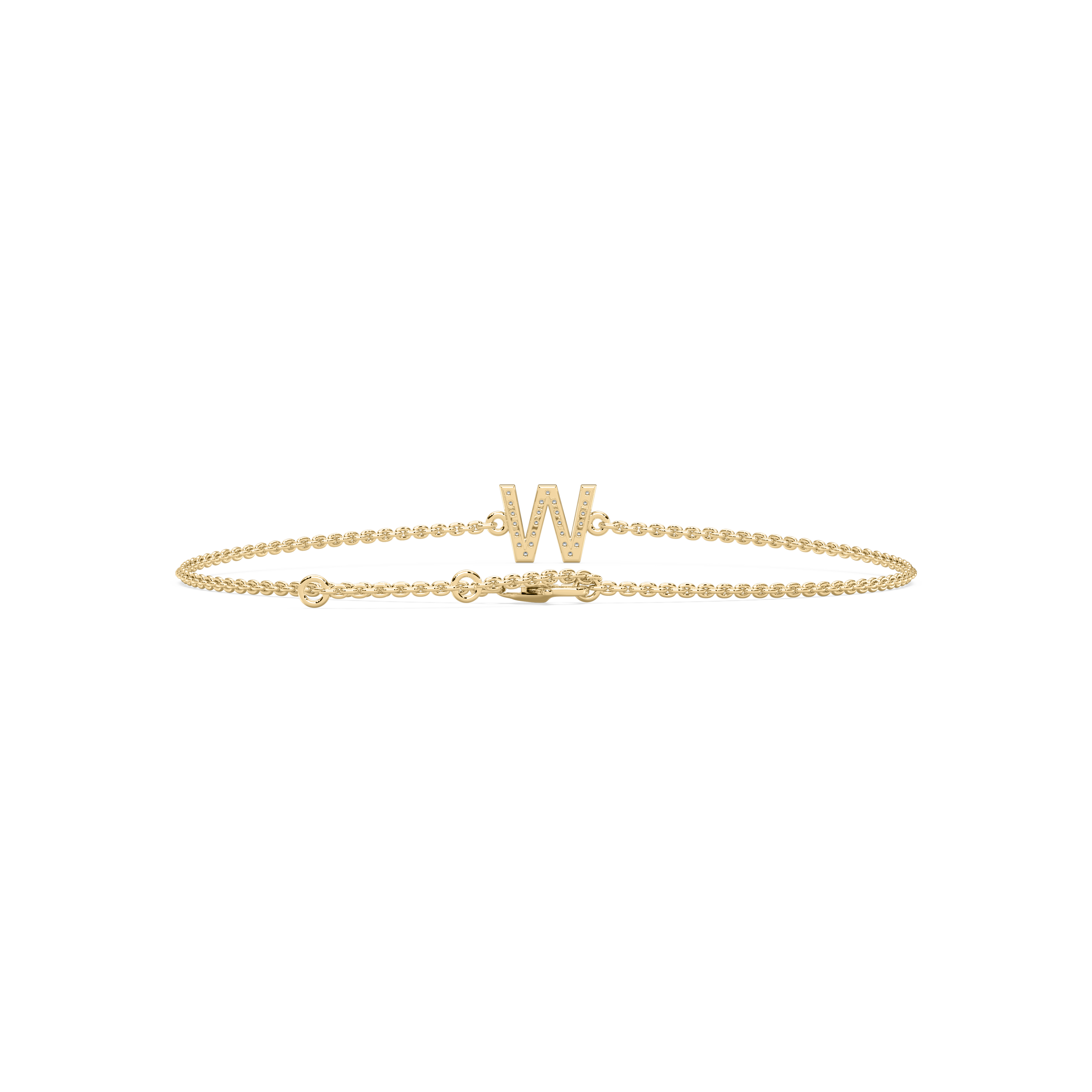 Diamond W Initial Fashion Bracelet