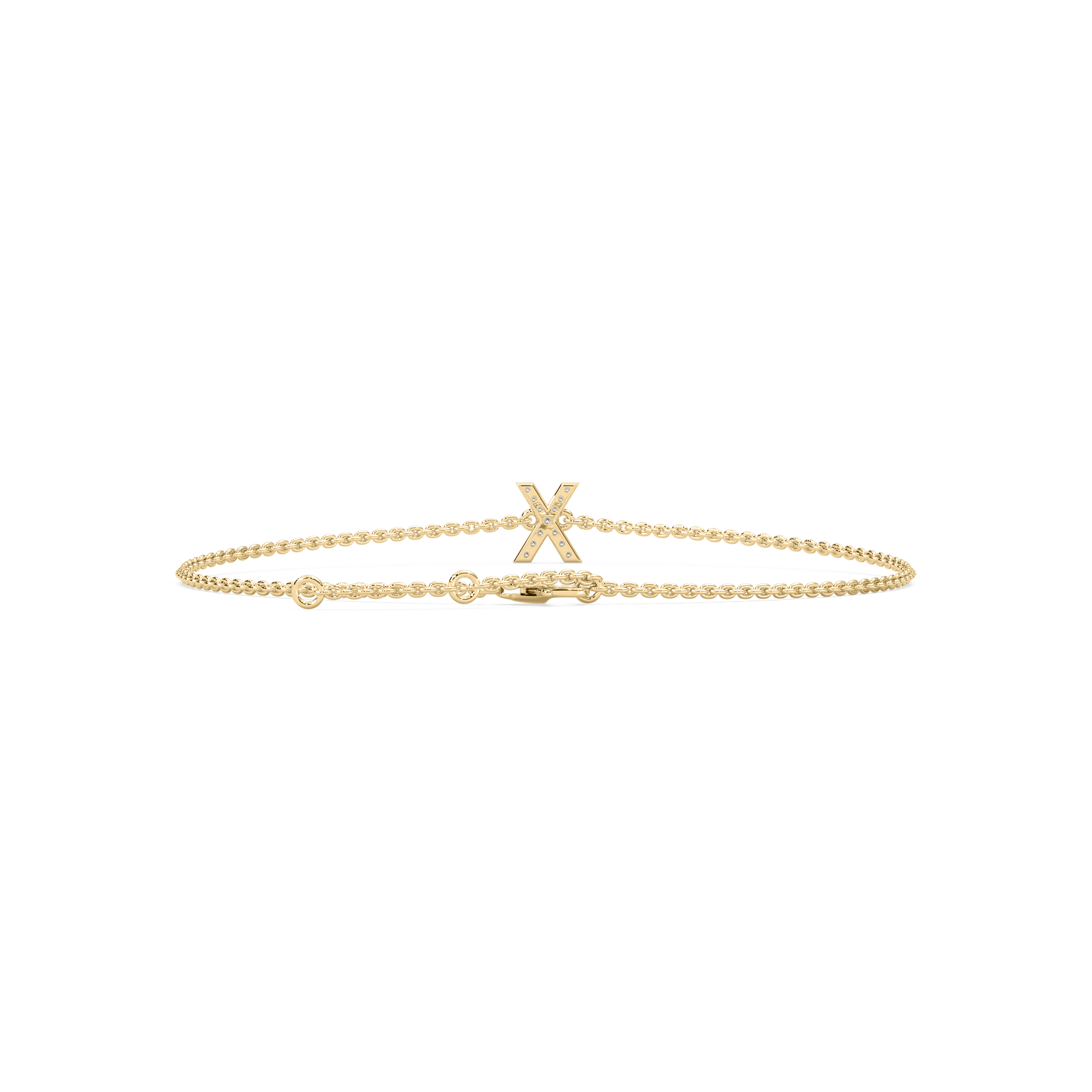 Diamond X Initial Fashion Bracelet