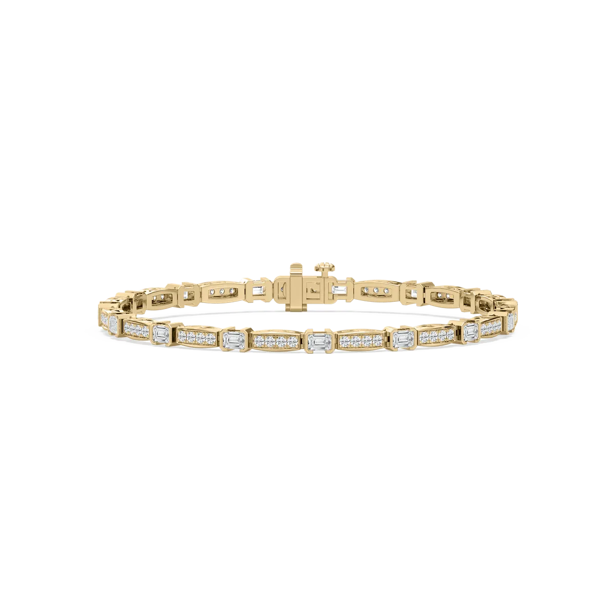 Emerald & Round Lab Grown Diamond Bracelet