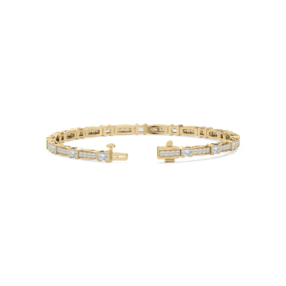 Emerald & Round Lab Grown Diamond Bracelet