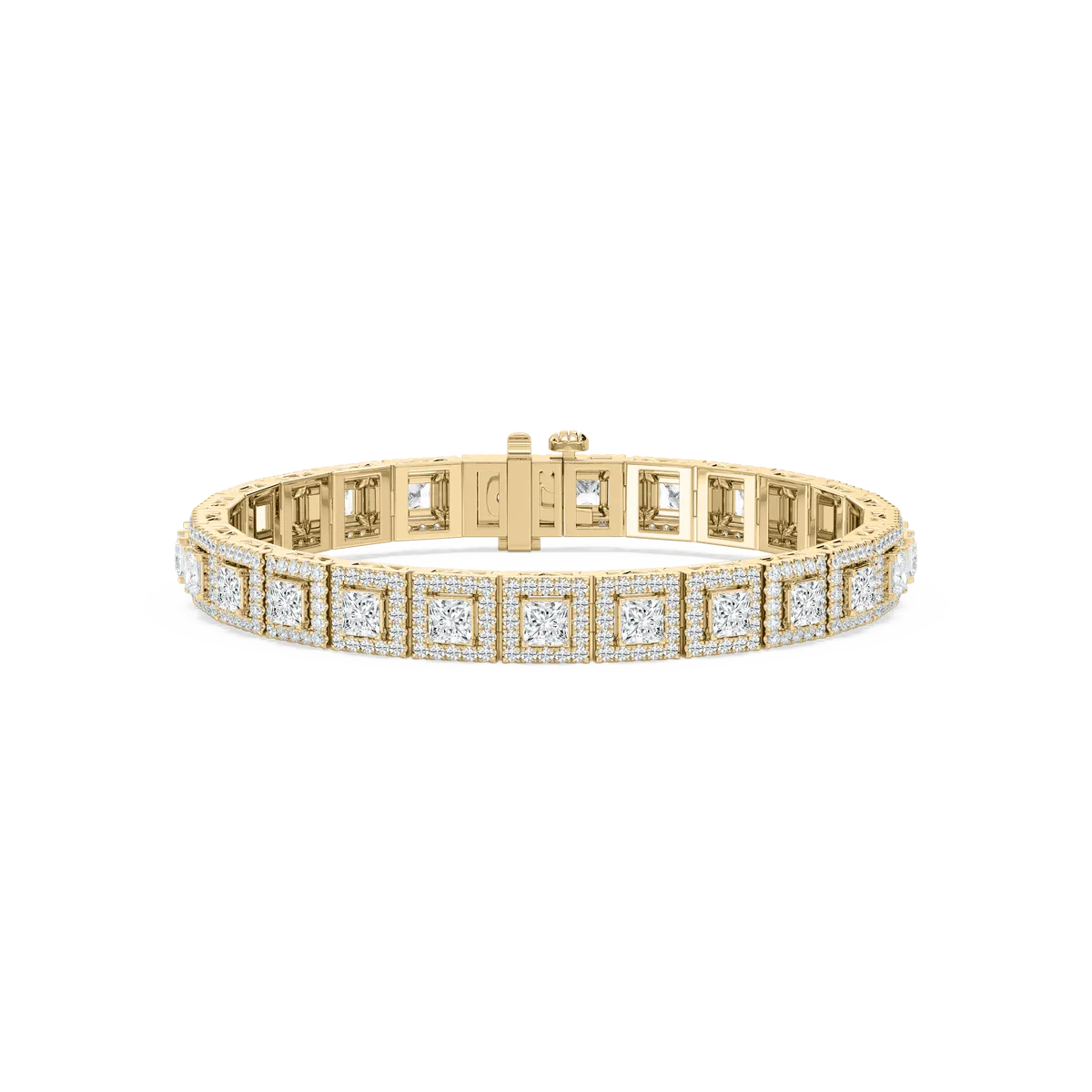 Princess Cut Halo Lab Grown Diamond Bracelet