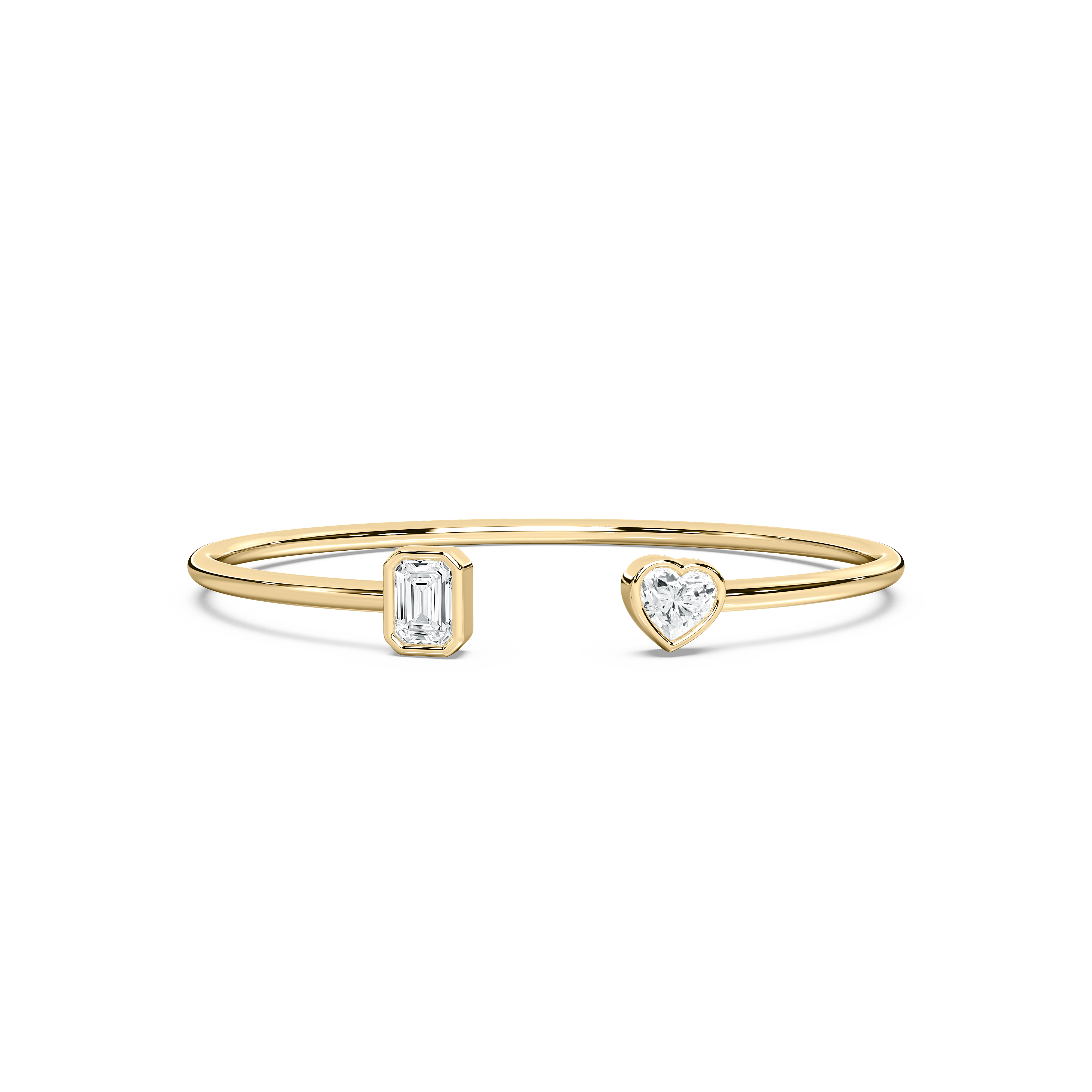 Emerald And Heart Diamond Kiena Toggle Open Gap Bangle Bracelet