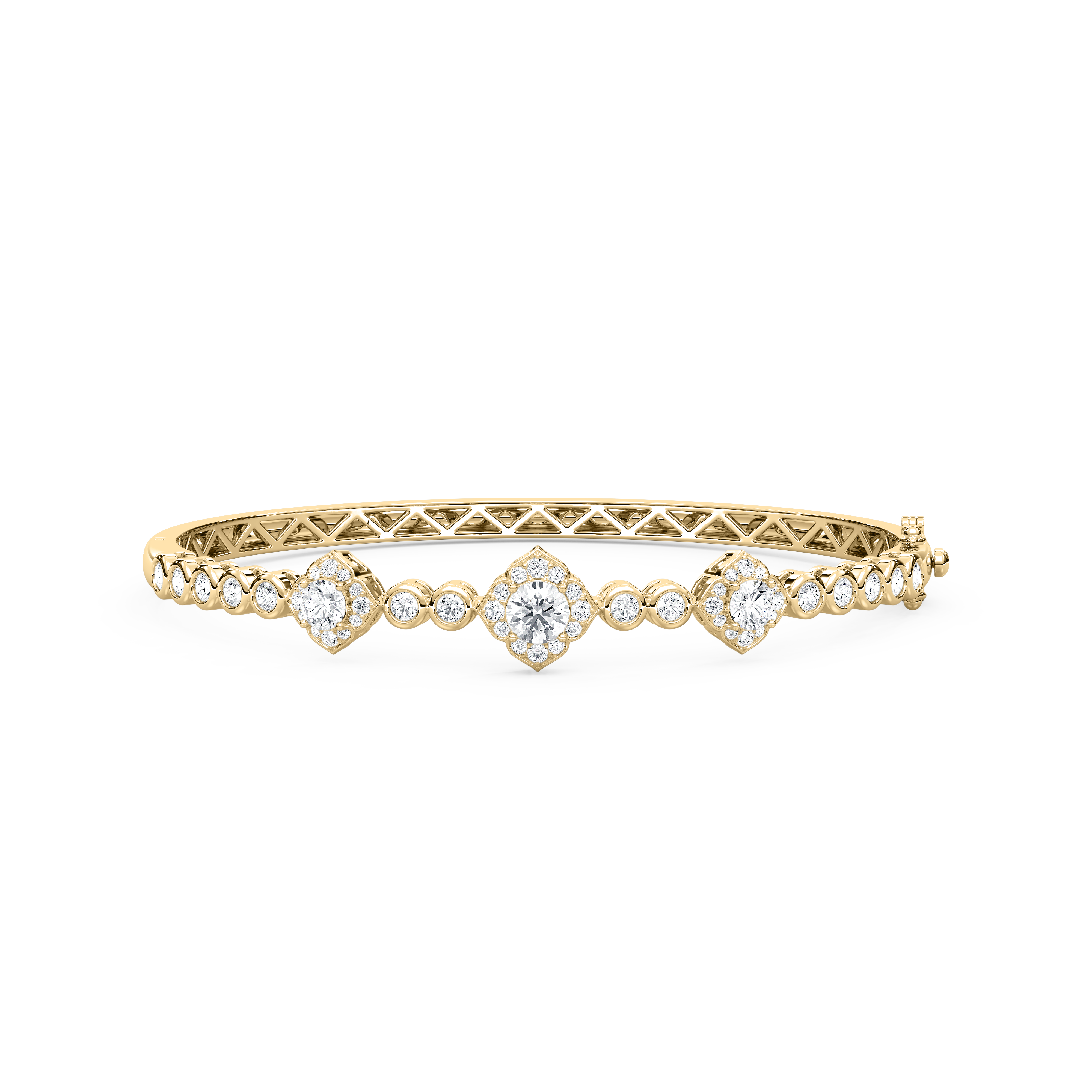 Round Diamond Framed Bangle Bracelet