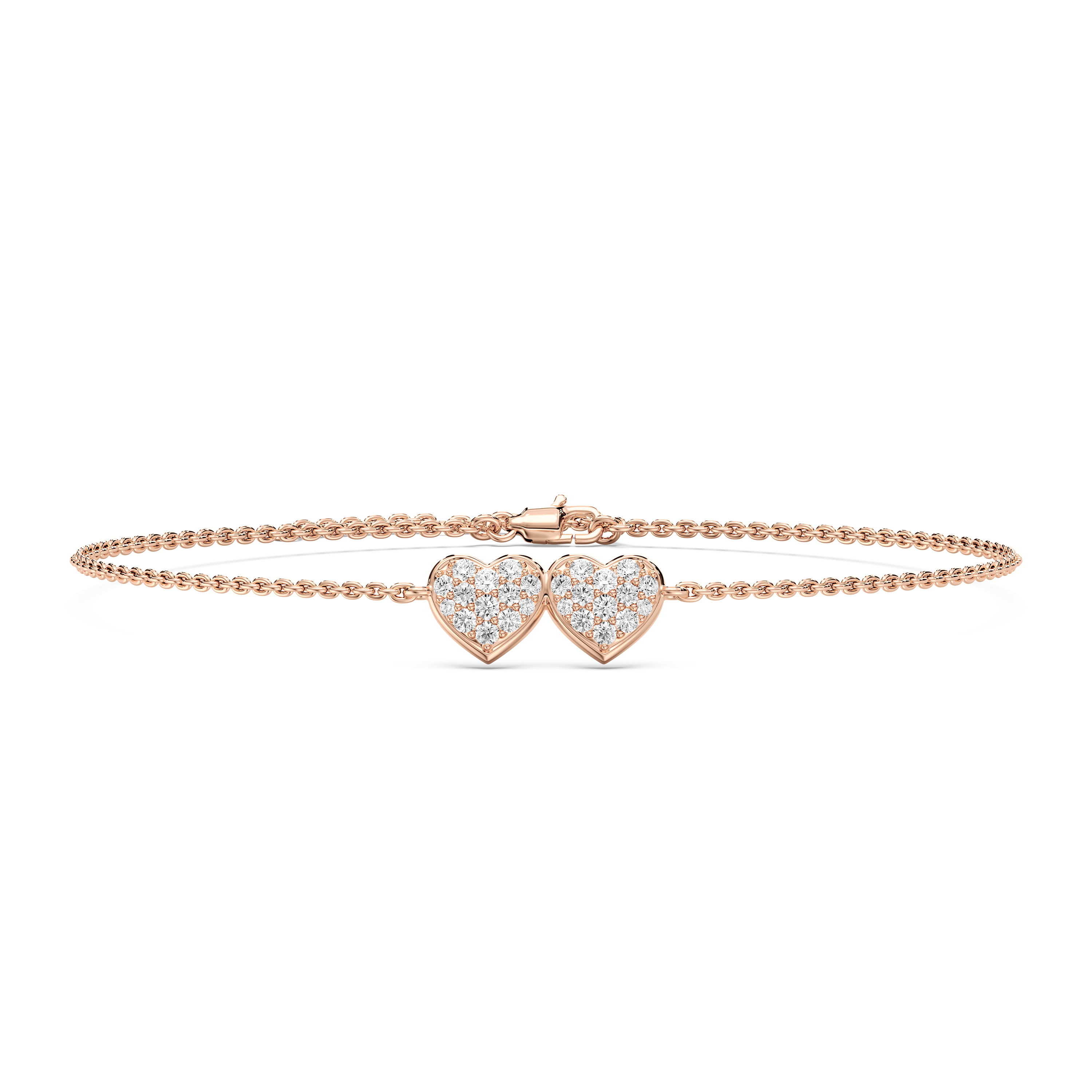 Round Diamond Double Heart Lamira Chain Bracelet