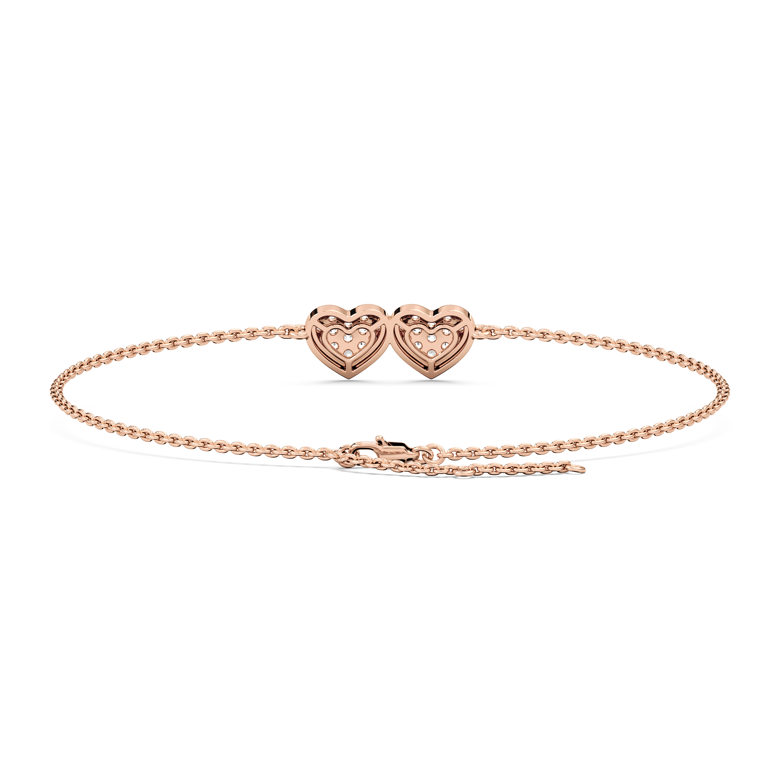 Round Diamond Double Heart Lamira Chain Bracelet