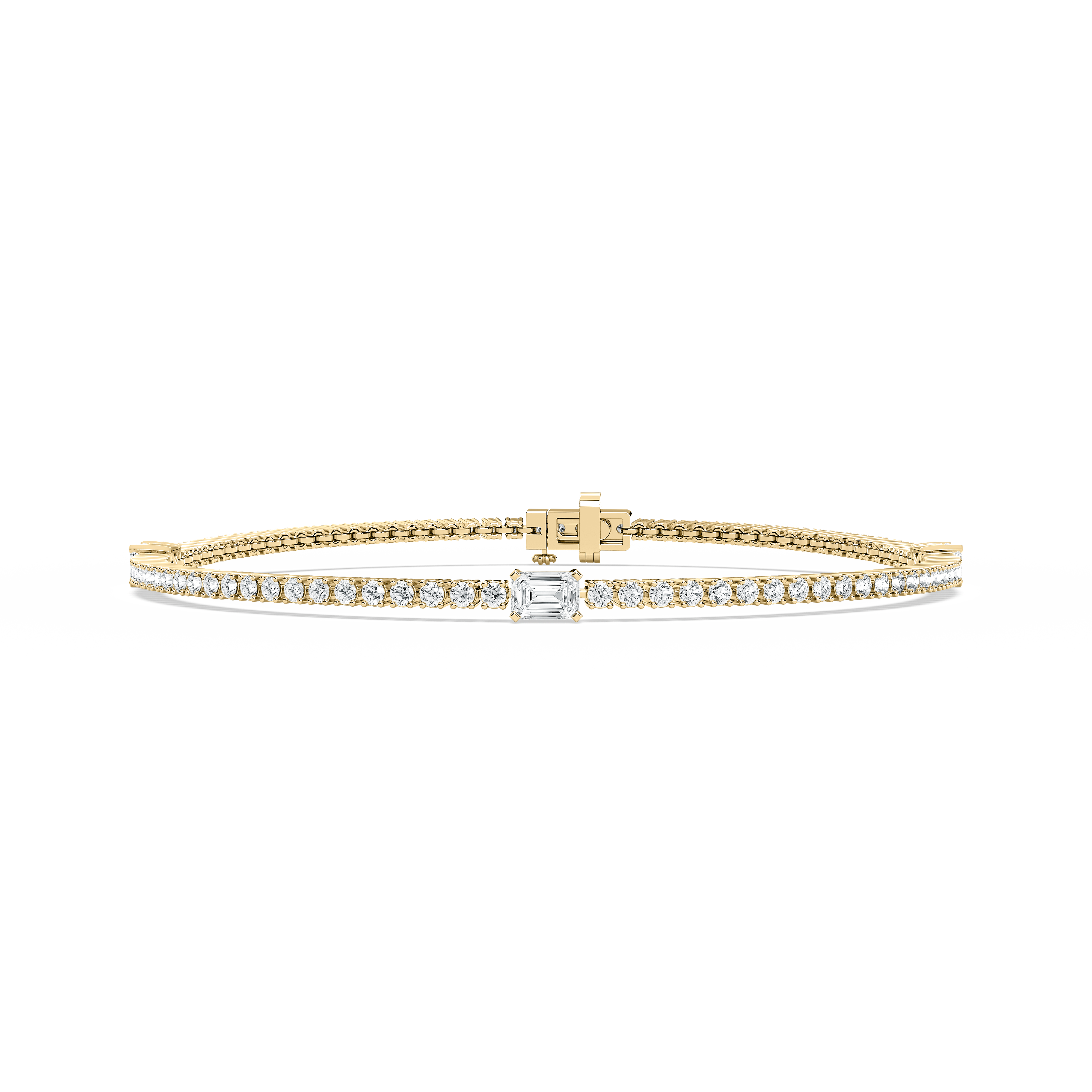 Round And Emerald Diamond Ingrid Fleur Tennis Bracelet