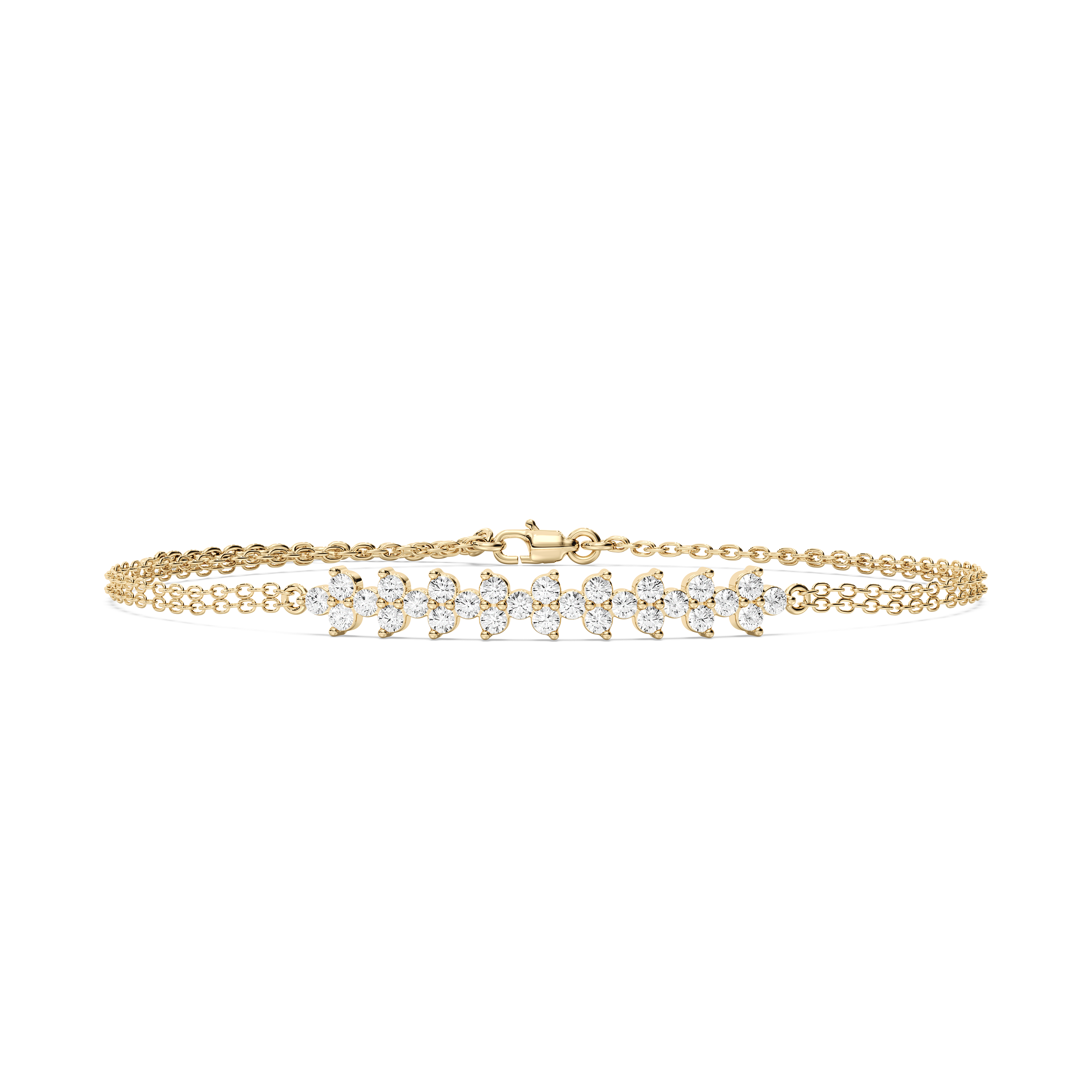 Round Diamond Victory Blossom Chain Bracelet