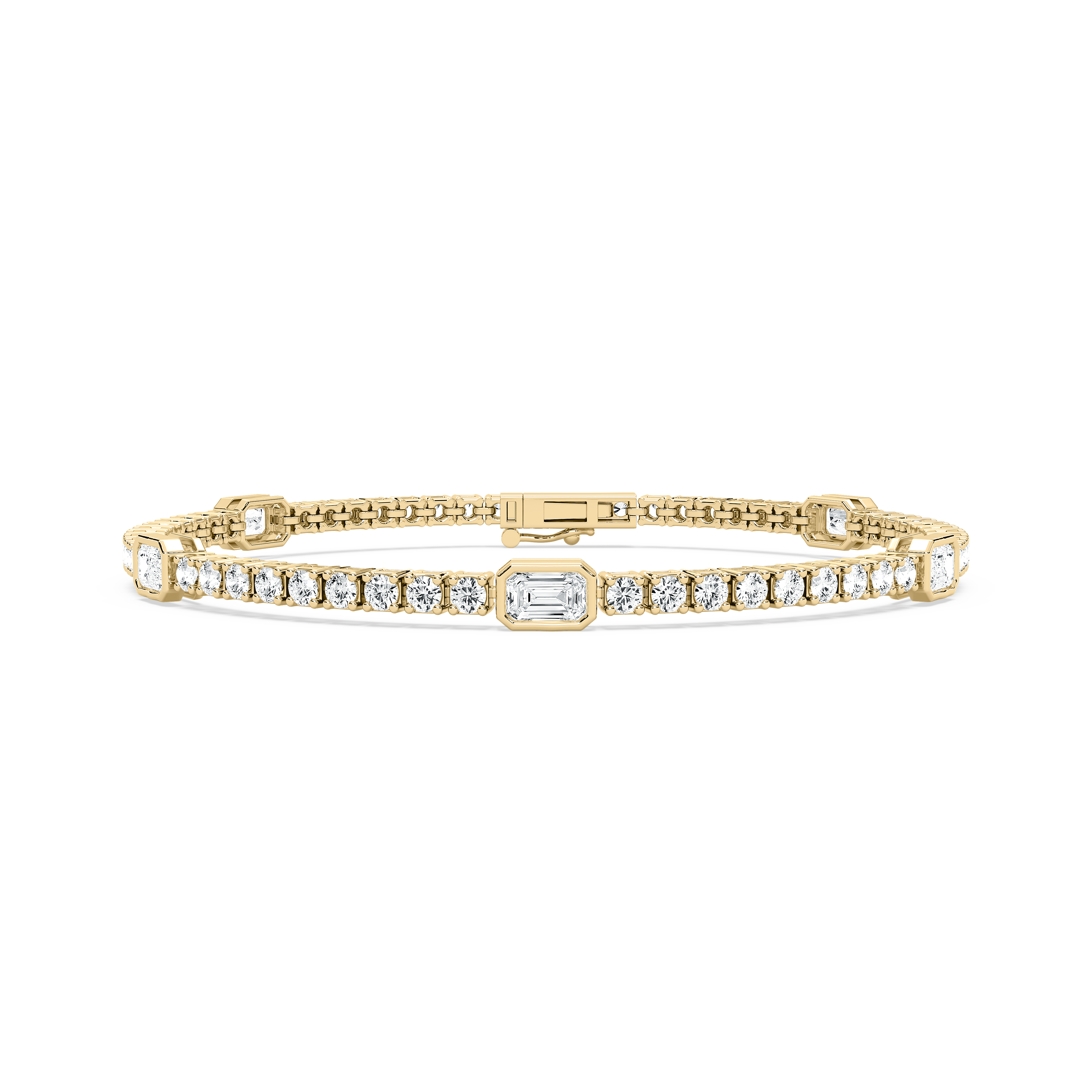 4 Carat Emerald And Round Diamond Fenica Tennis Bracelet