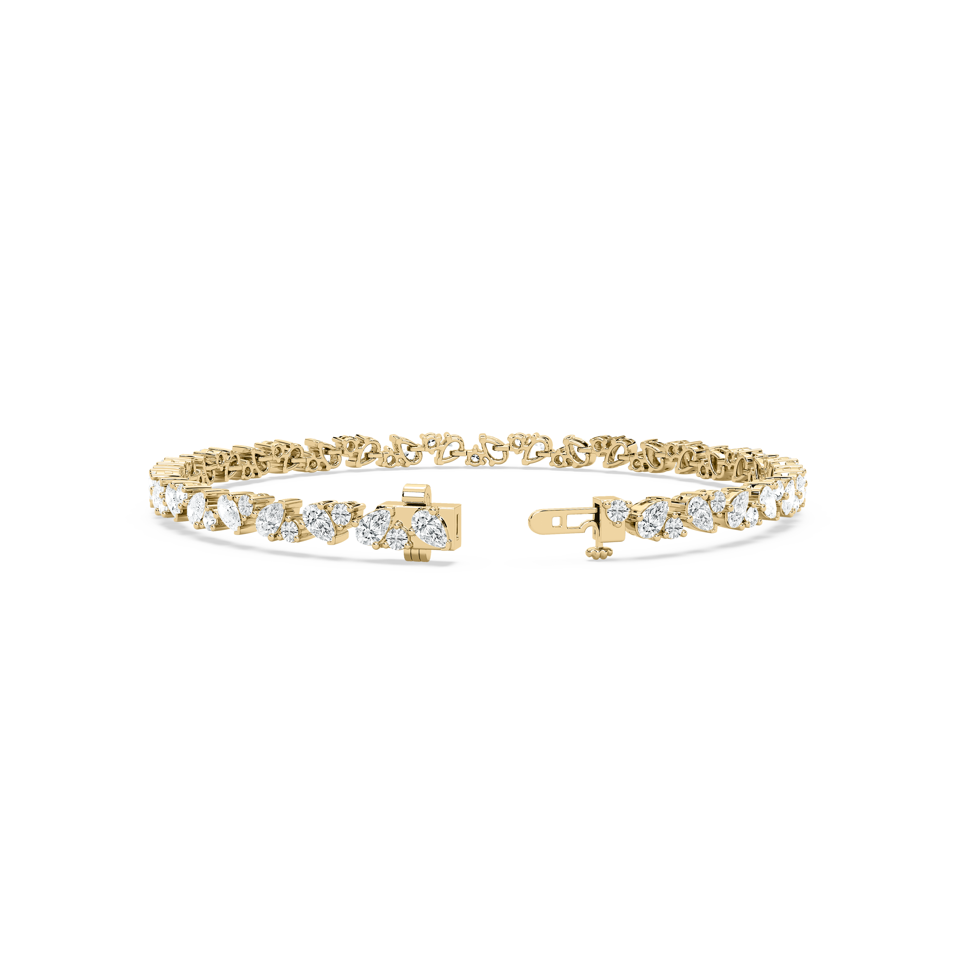 Round and Pear Diamond Alternating Fashion Bracelet