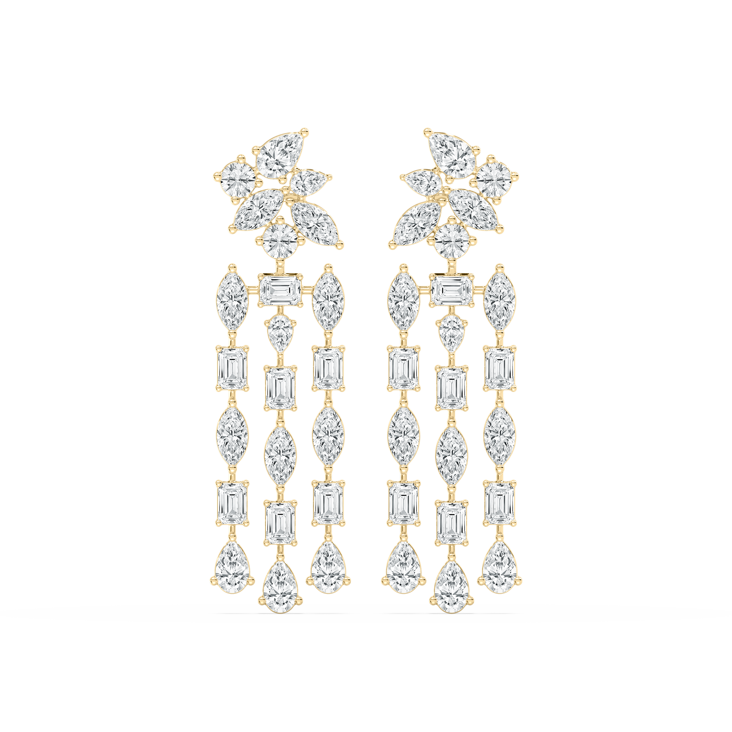Multi Shape Diamonds Fashion Earring