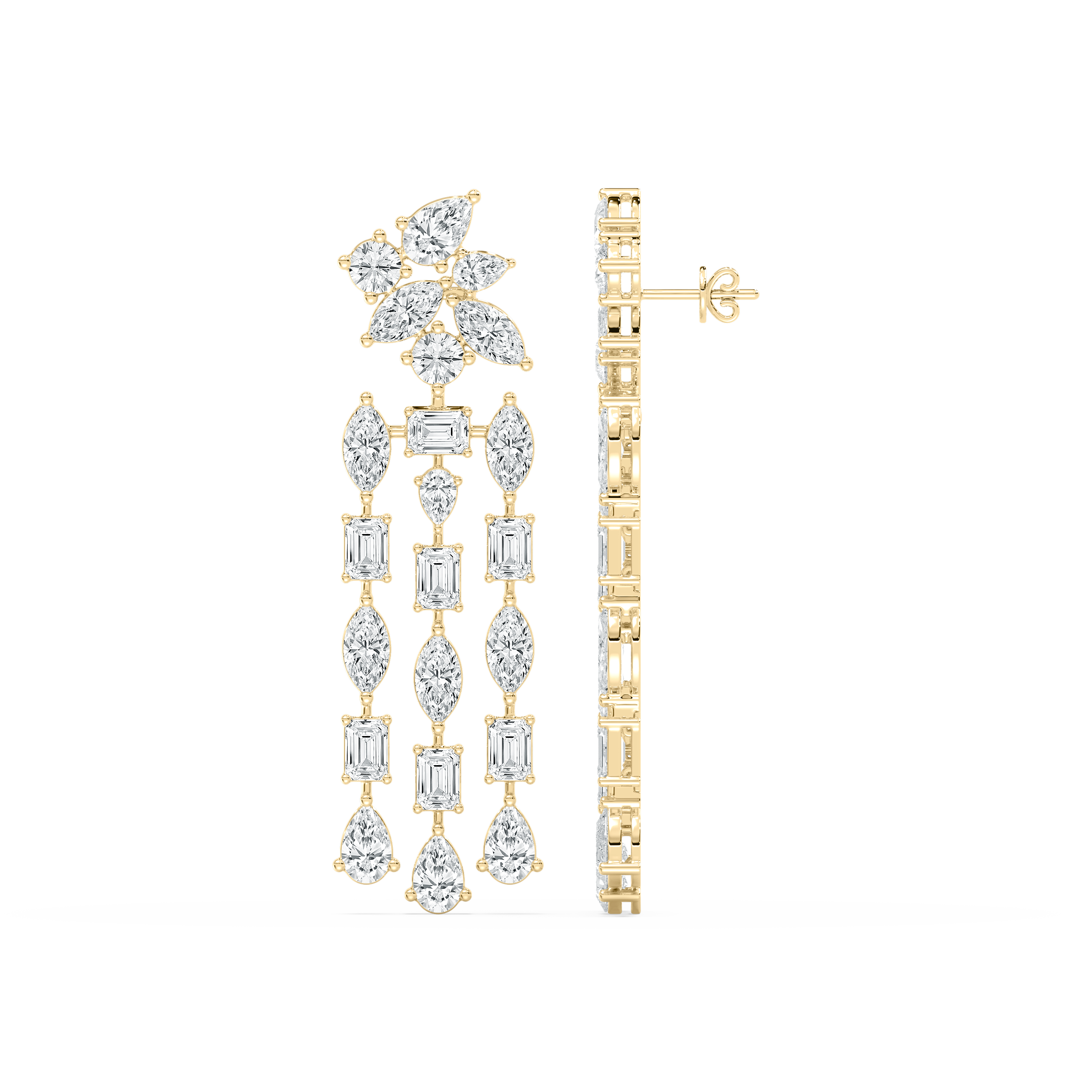 Multi Shape Diamonds Fashion Earring