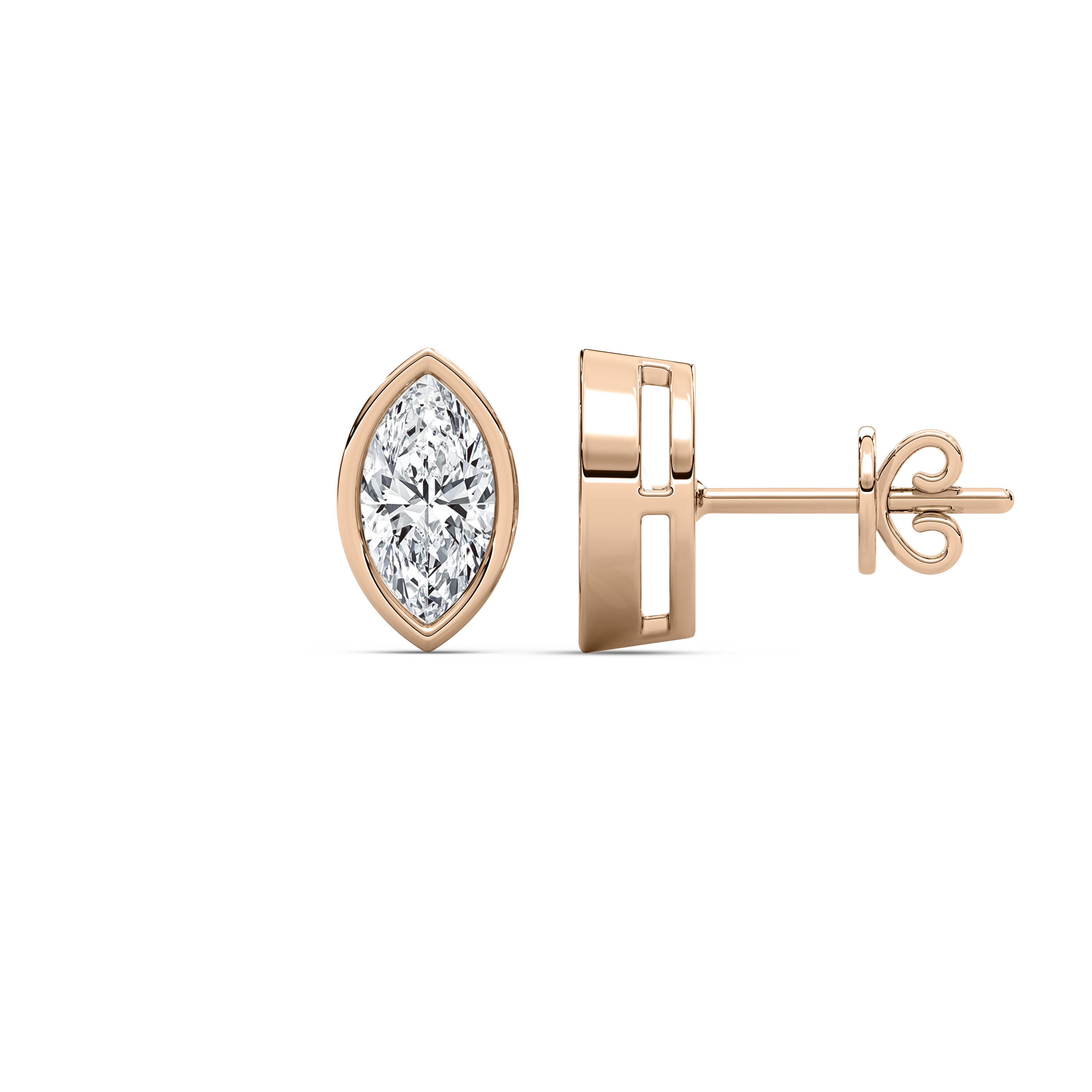 Marquise Bezel Set Stud Earring