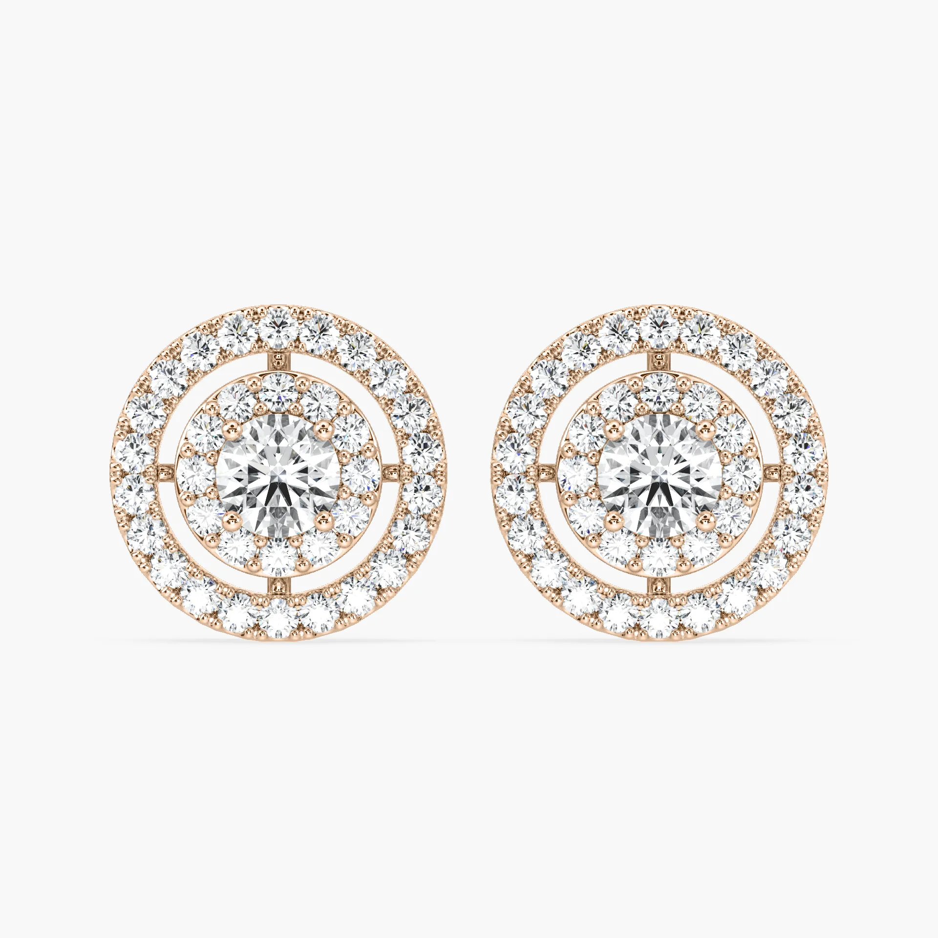 Round Diamonds Double Halo Earring