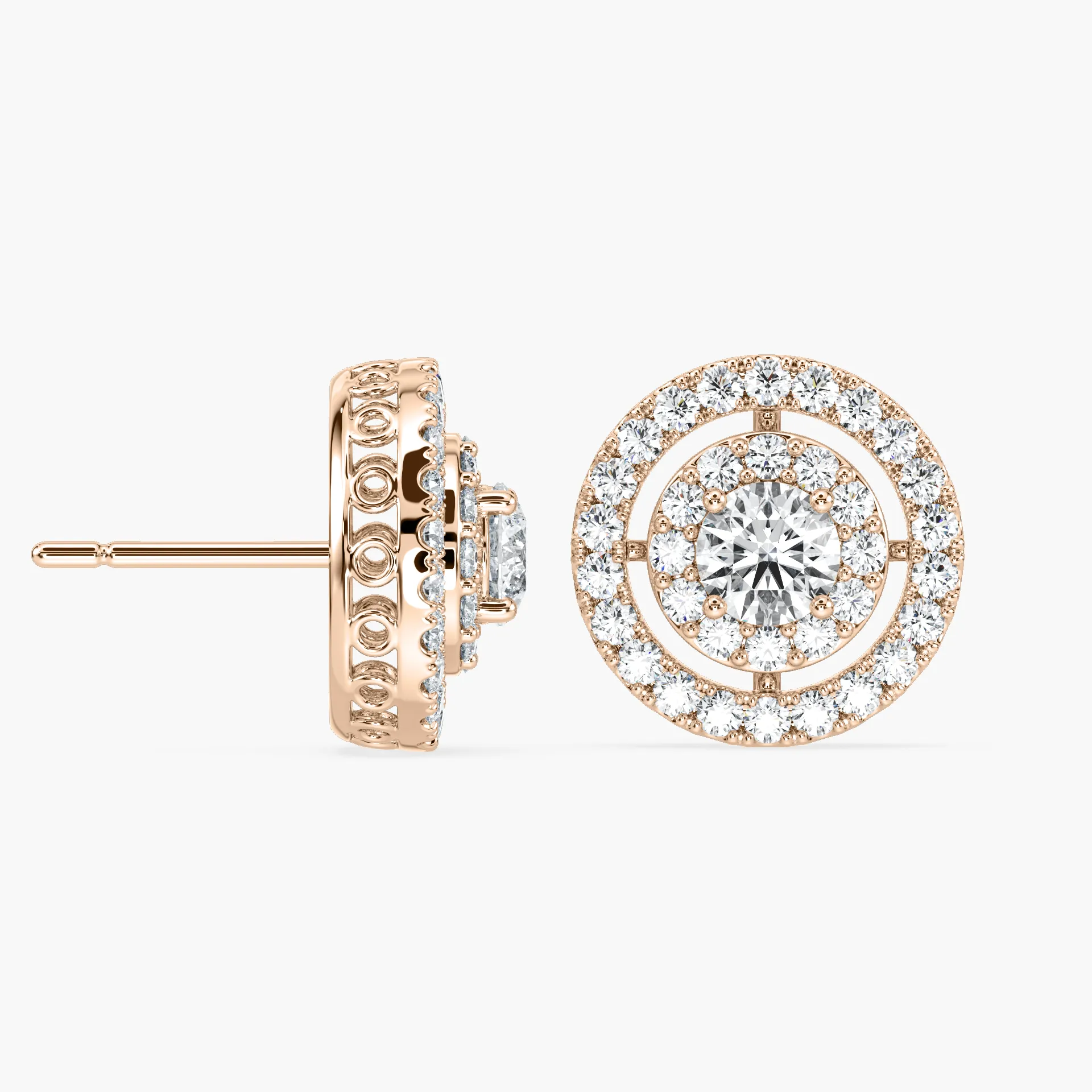 Round Diamonds Double Halo Earring
