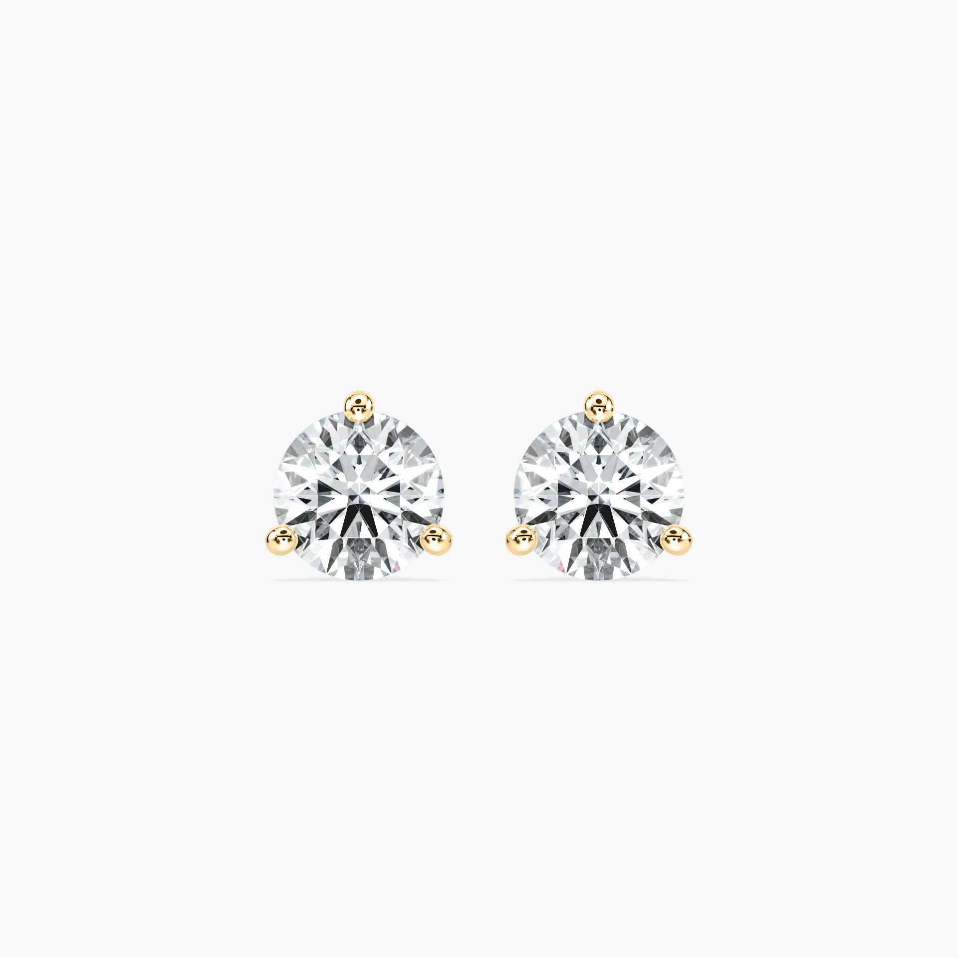 2 Carat Round Diamond Three Prong Frolic Stud Earring