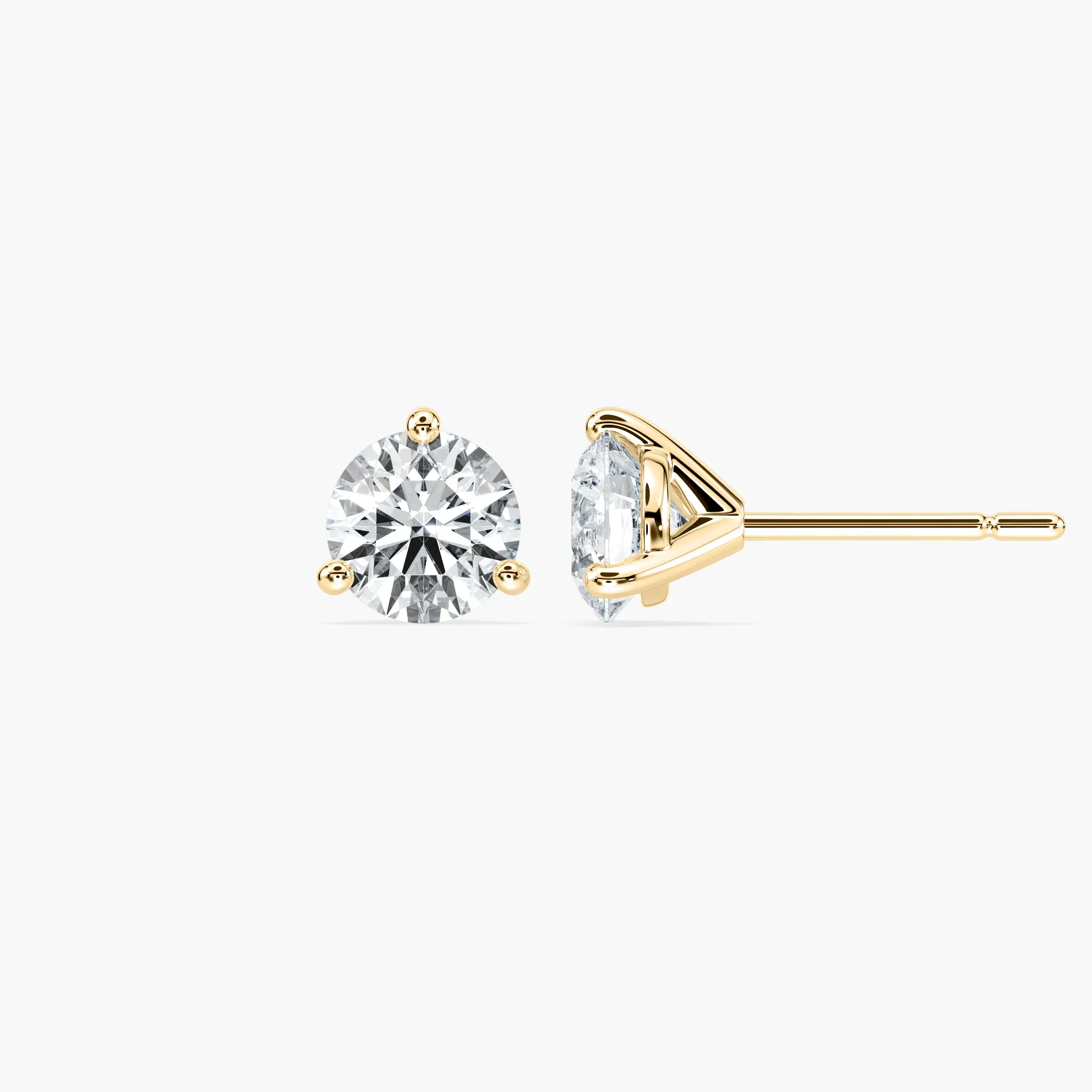 2 Carat Round Diamond Three Prong Frolic Stud Earring