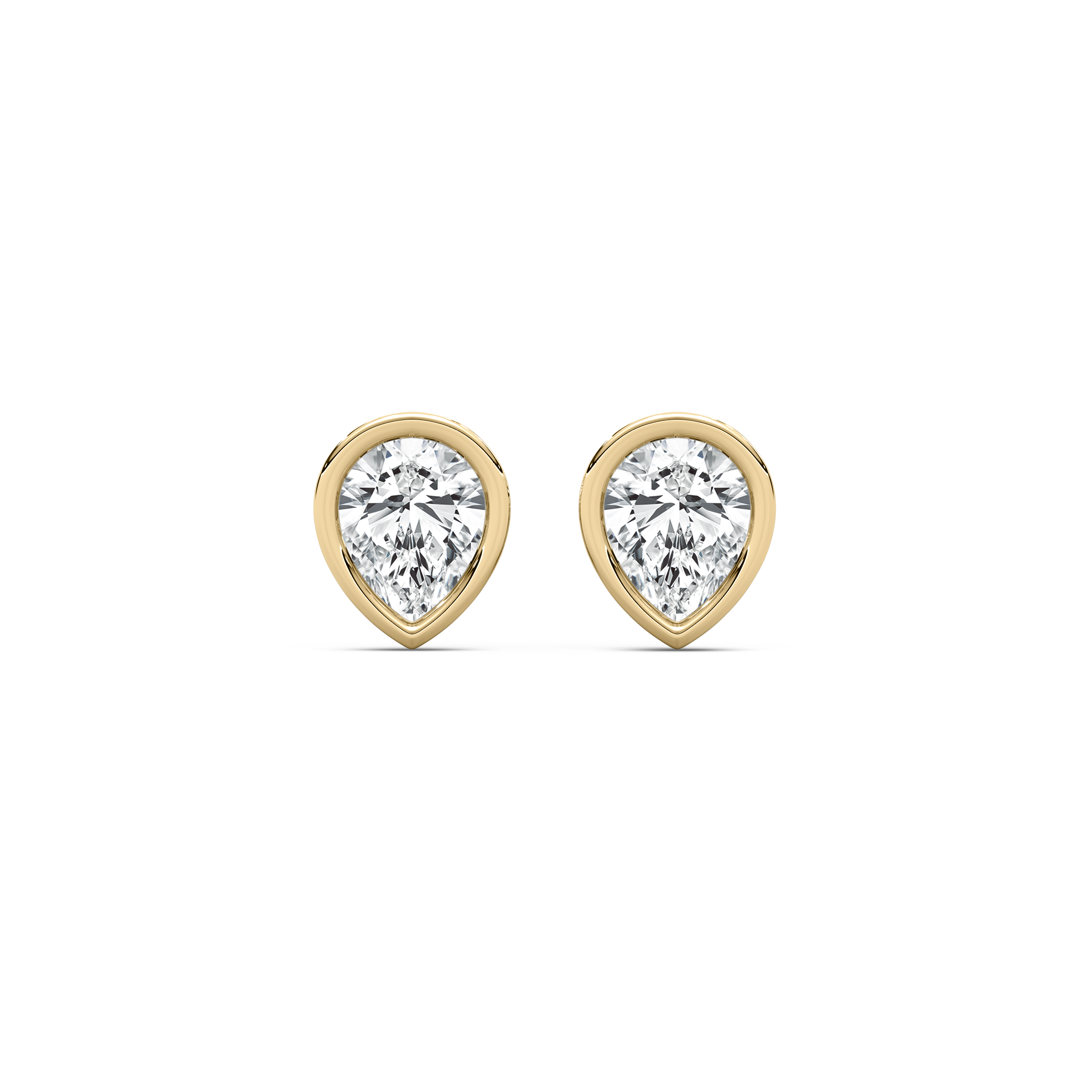 1 Carat Pear Diamond Zubaid Bezel Set Stud Earring