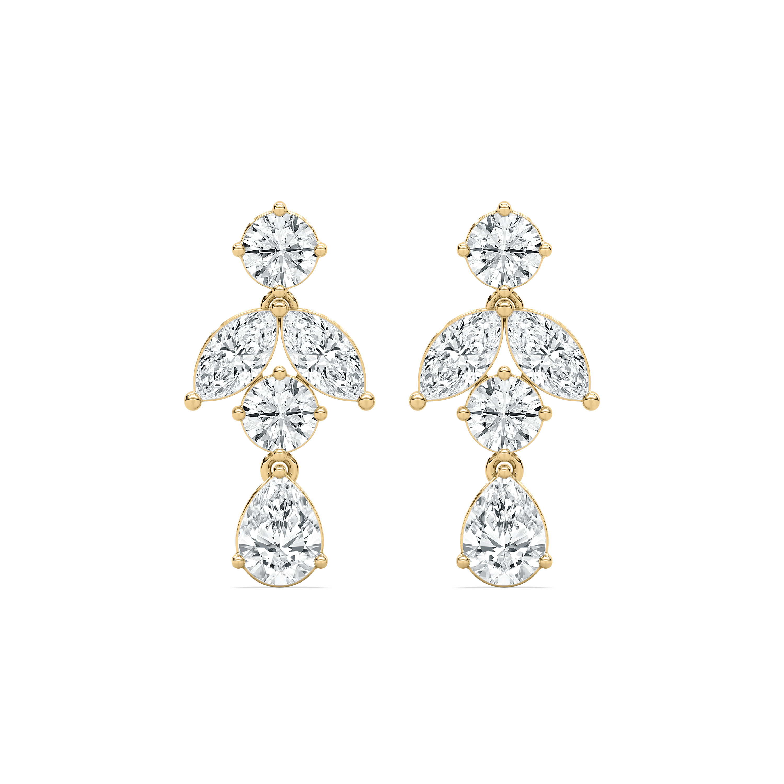 Multi Shape Diamonds Dangler Earring