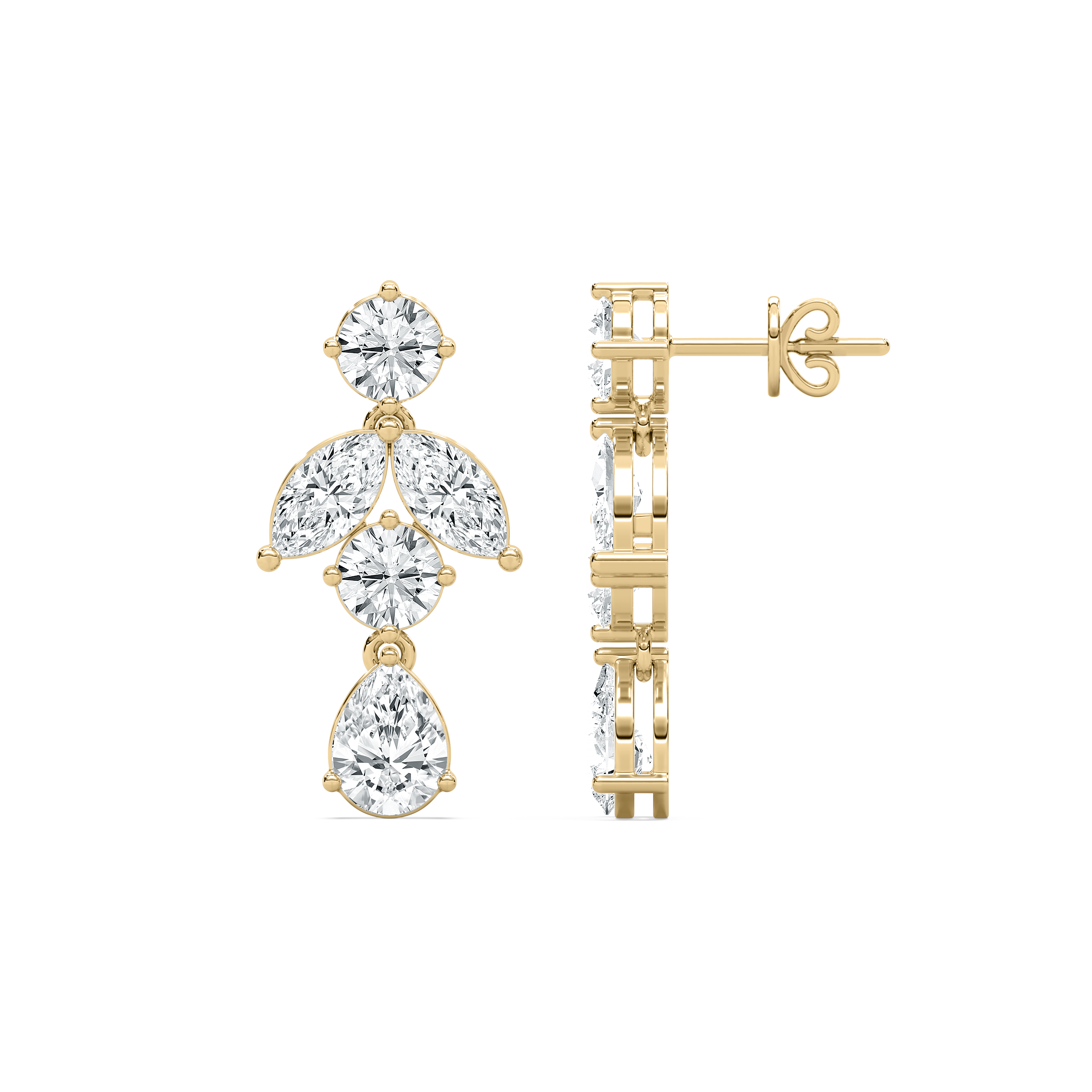 Multi Shape Diamonds Dangler Earring