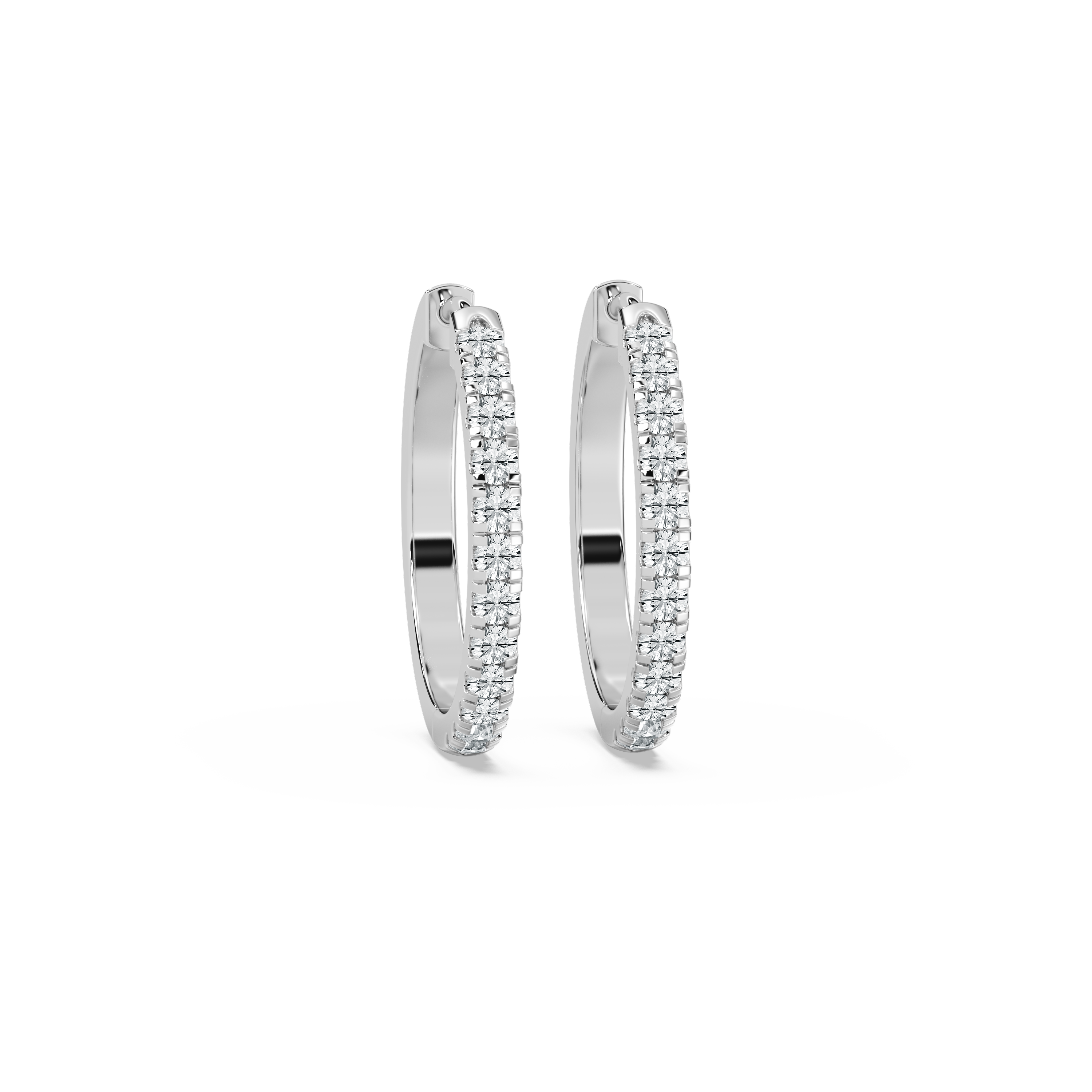 Classic Round Diamonds Hoop Earring
