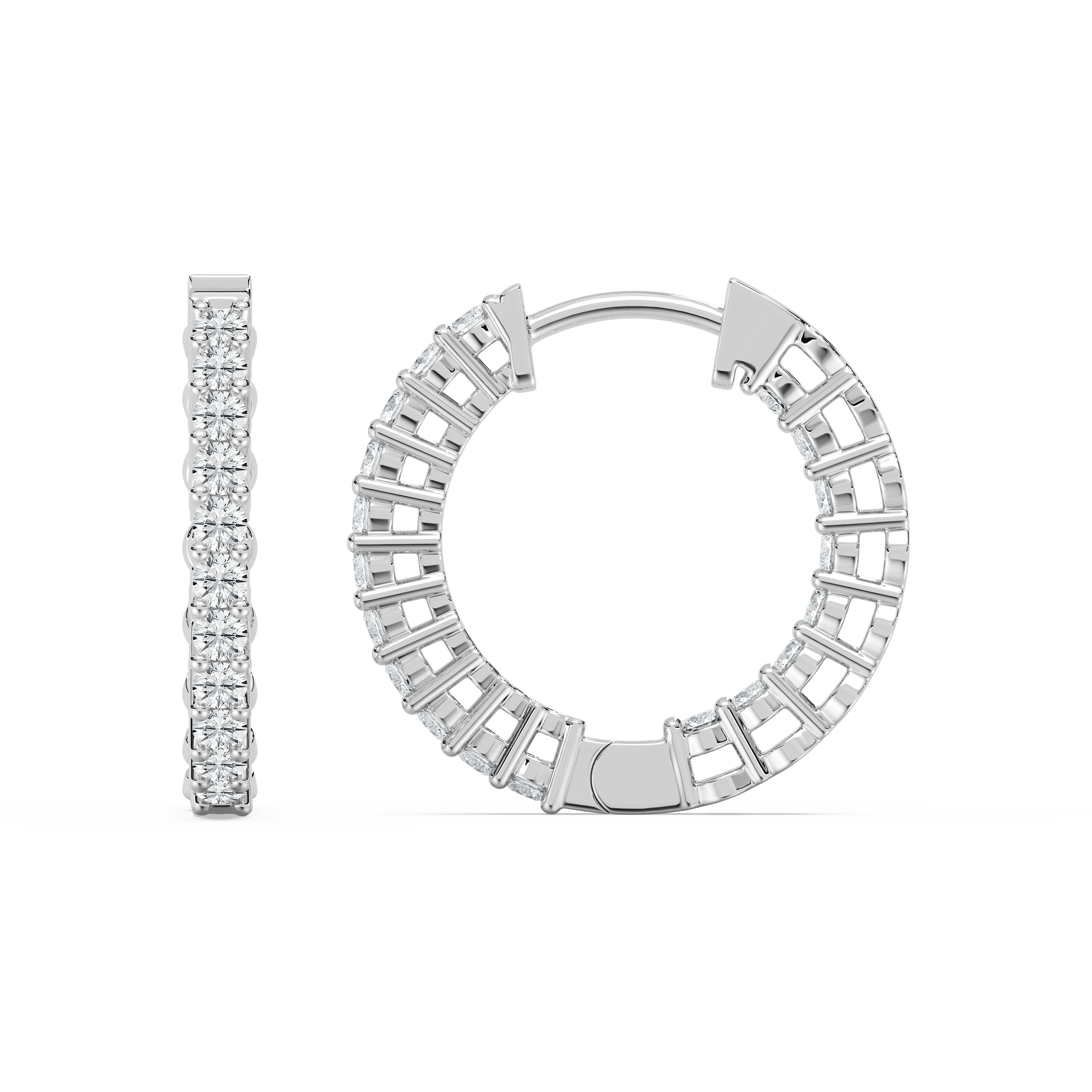 Round Diamond In Side Out Side Mylan Hoop Earring