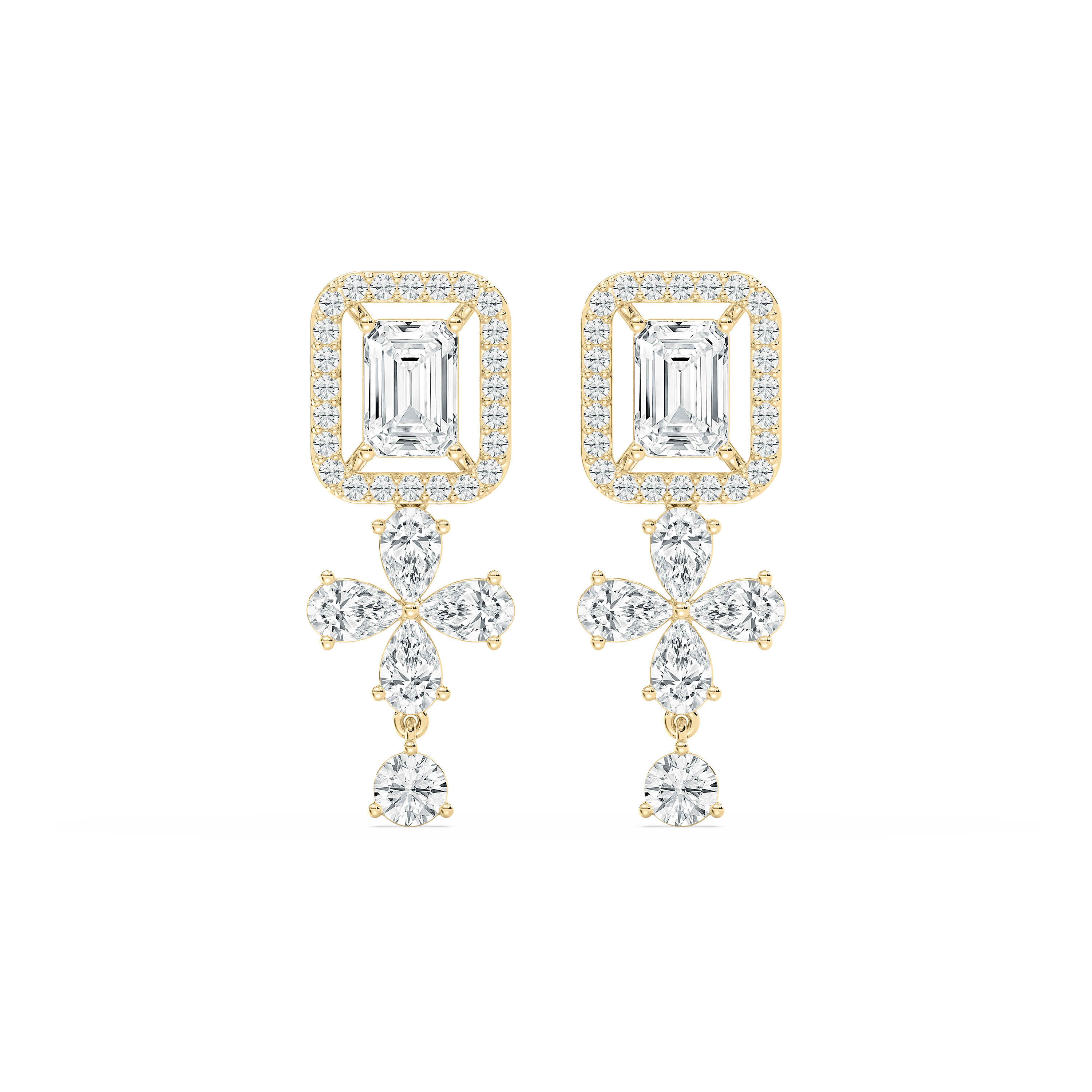 Multi Shape Diamonds Drop Earring