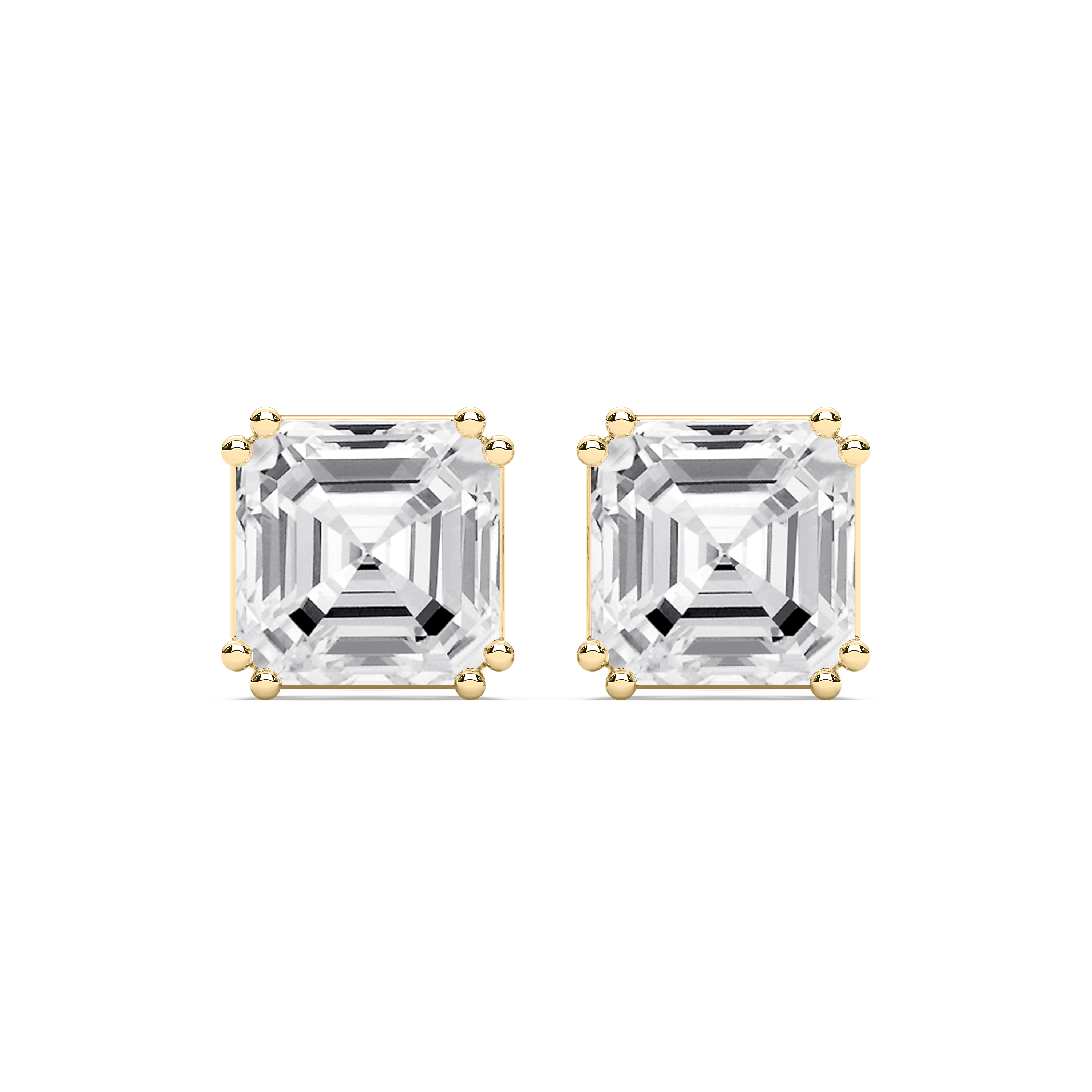 8 Carat Square Emerald Diamond Cosette Stud Earring