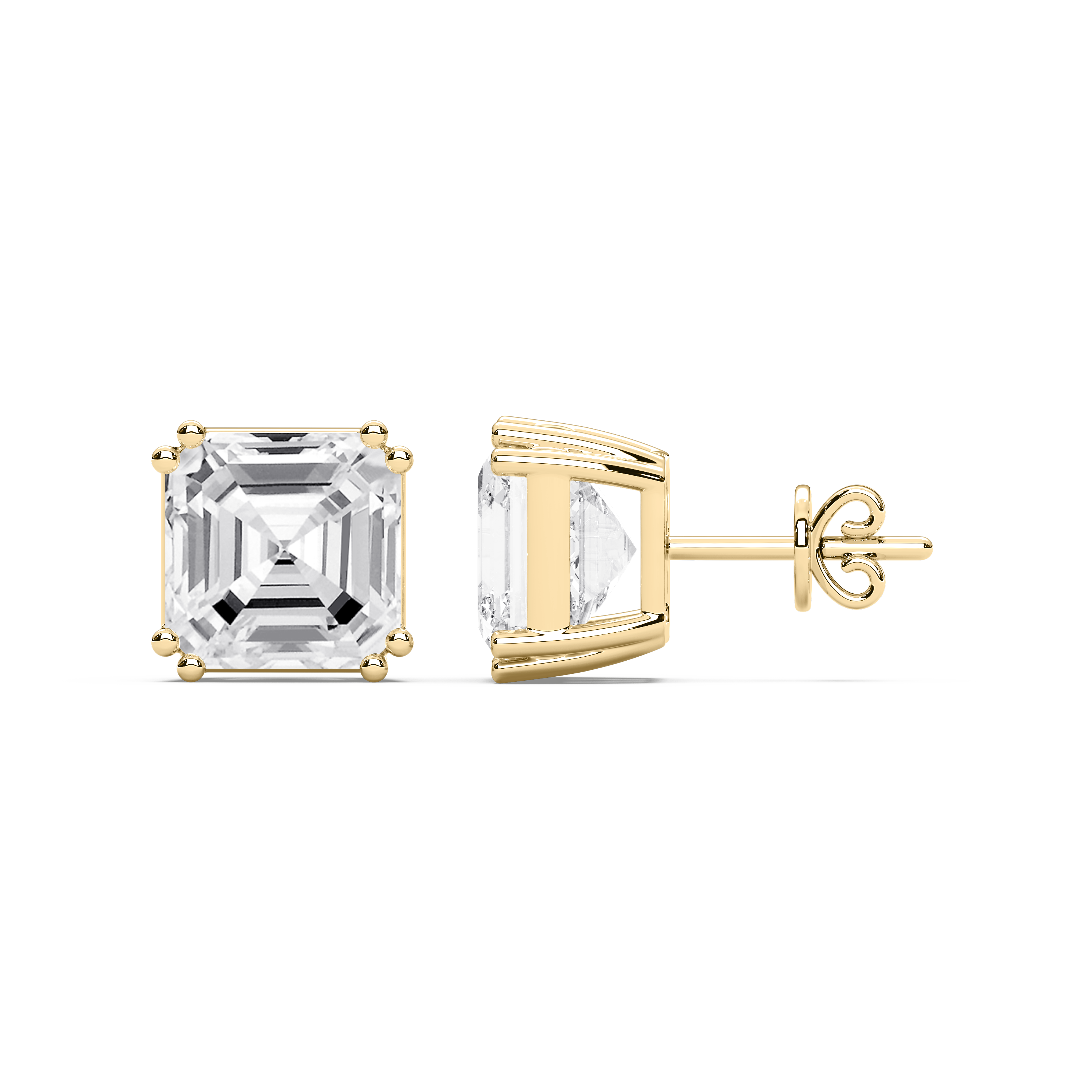 8 Carat Square Emerald Diamond Cosette Stud Earring