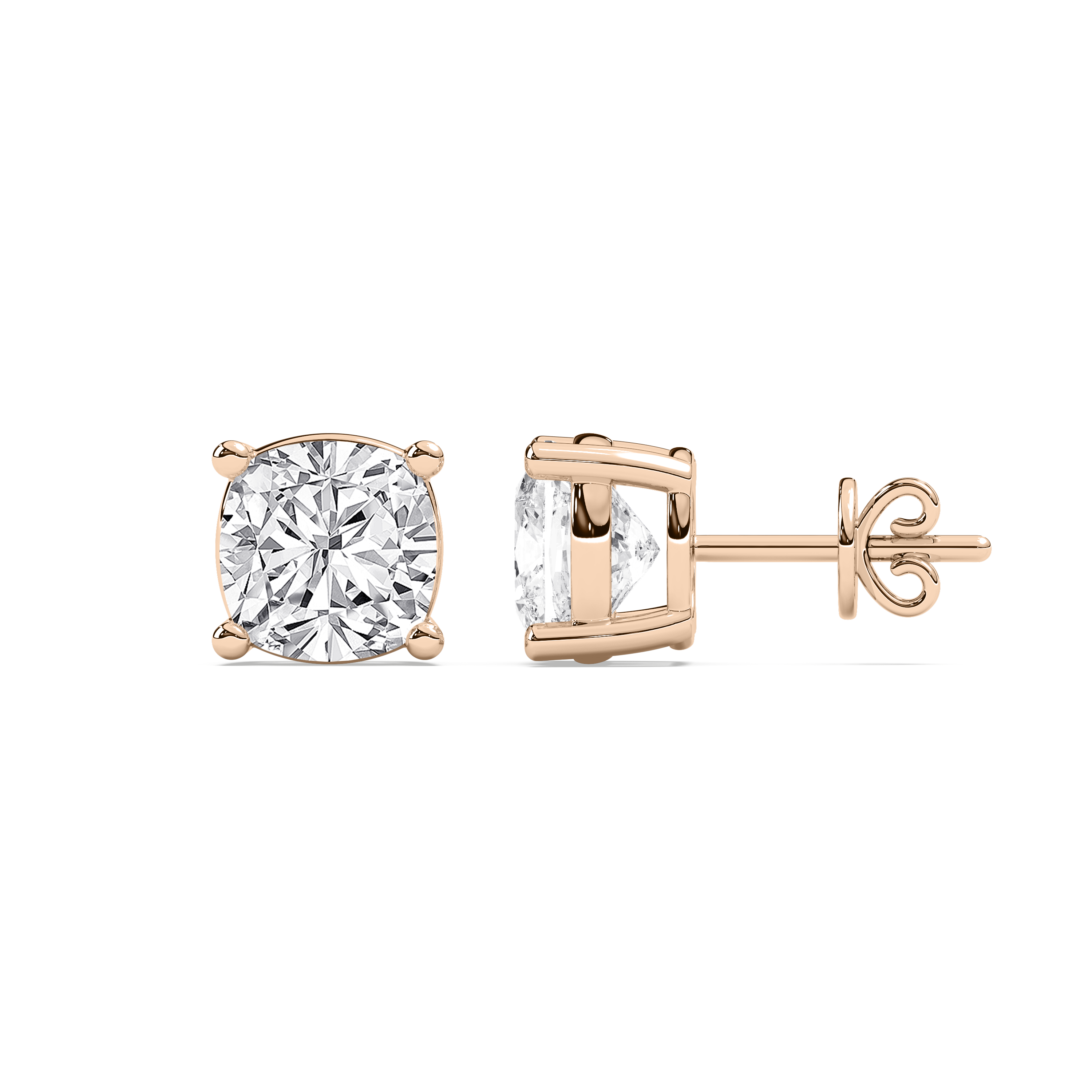 4 Carat Square Cushion Diamond Freida Stud Earring