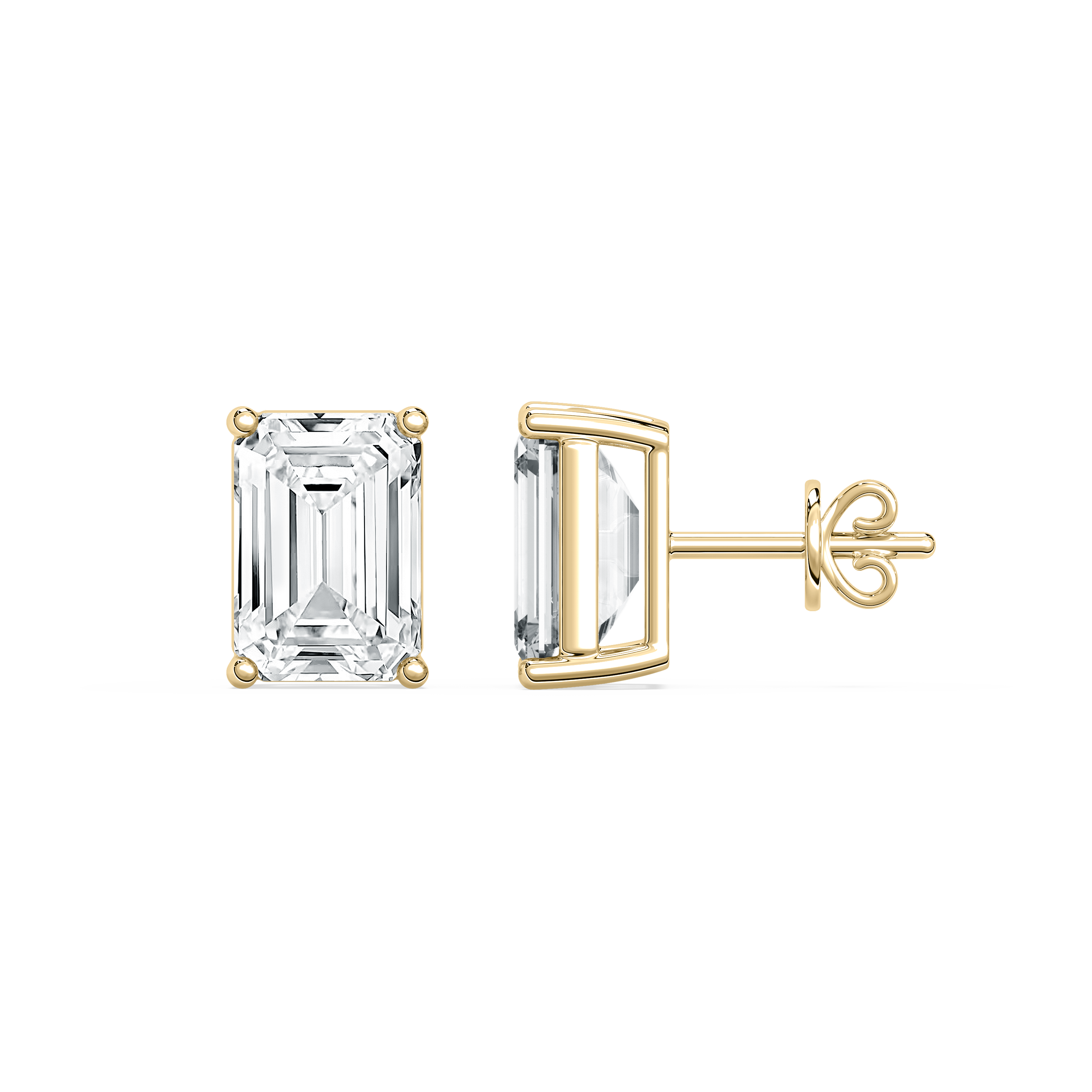 4 Carat Emerald Diamond Denalphinus Stud Earring