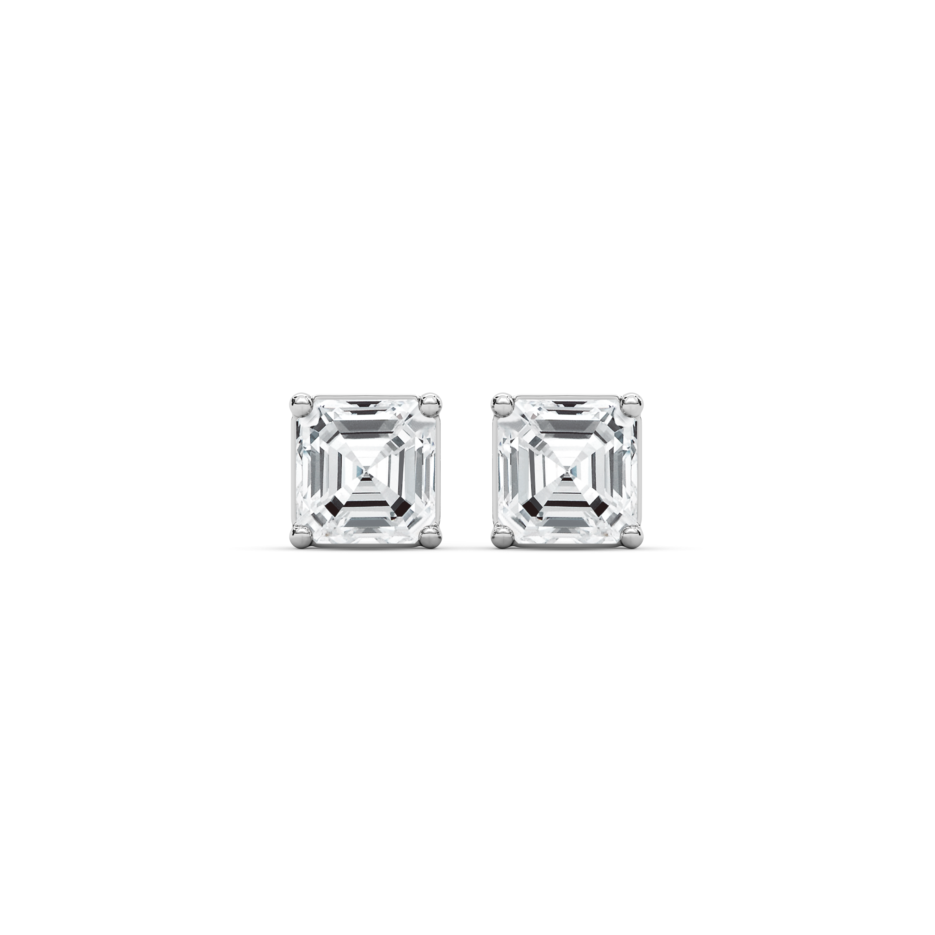 2 Carat Square Emerald Diamond Erasmus Stud Earring