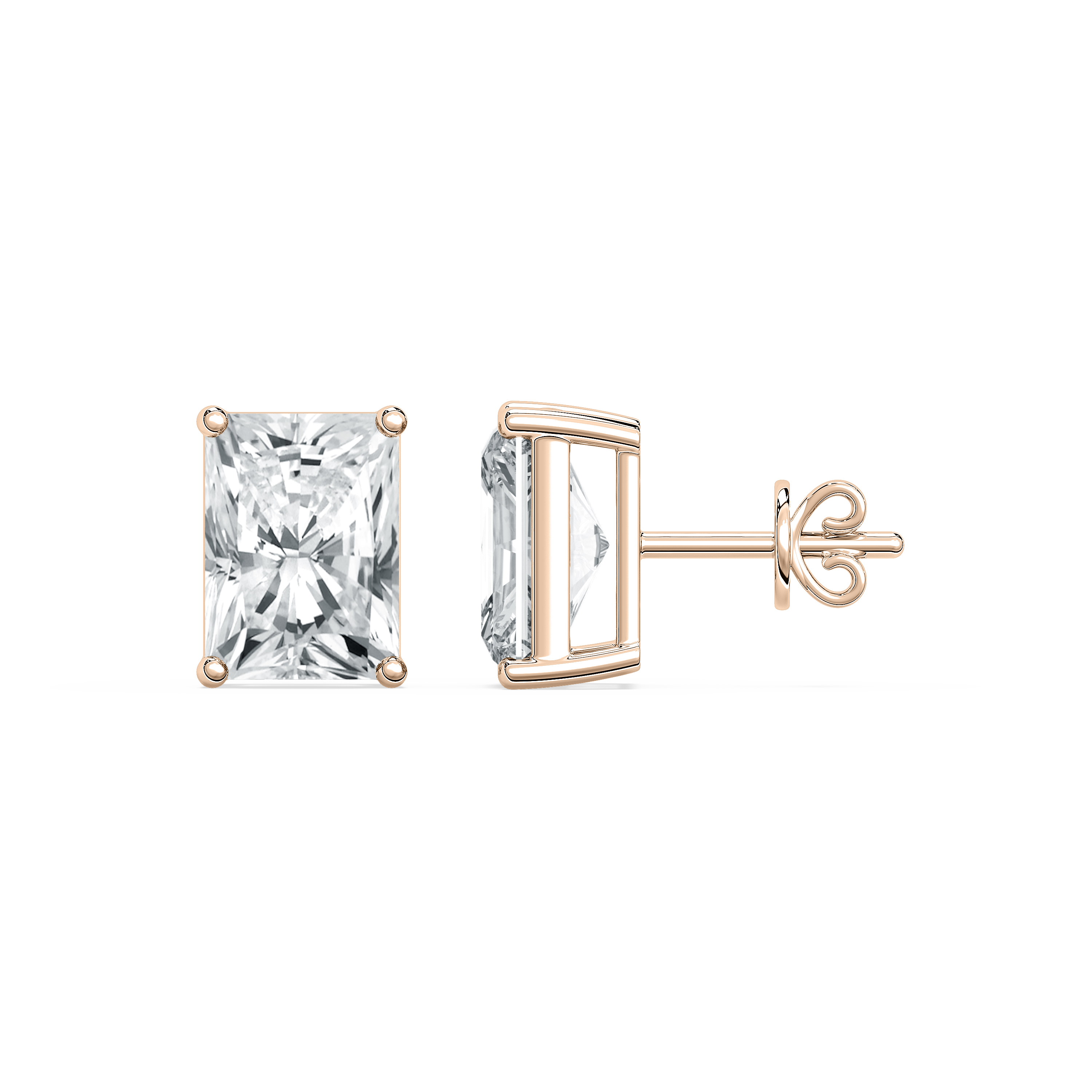 4 Carat Radiant Diamond Lesley Stud Earring