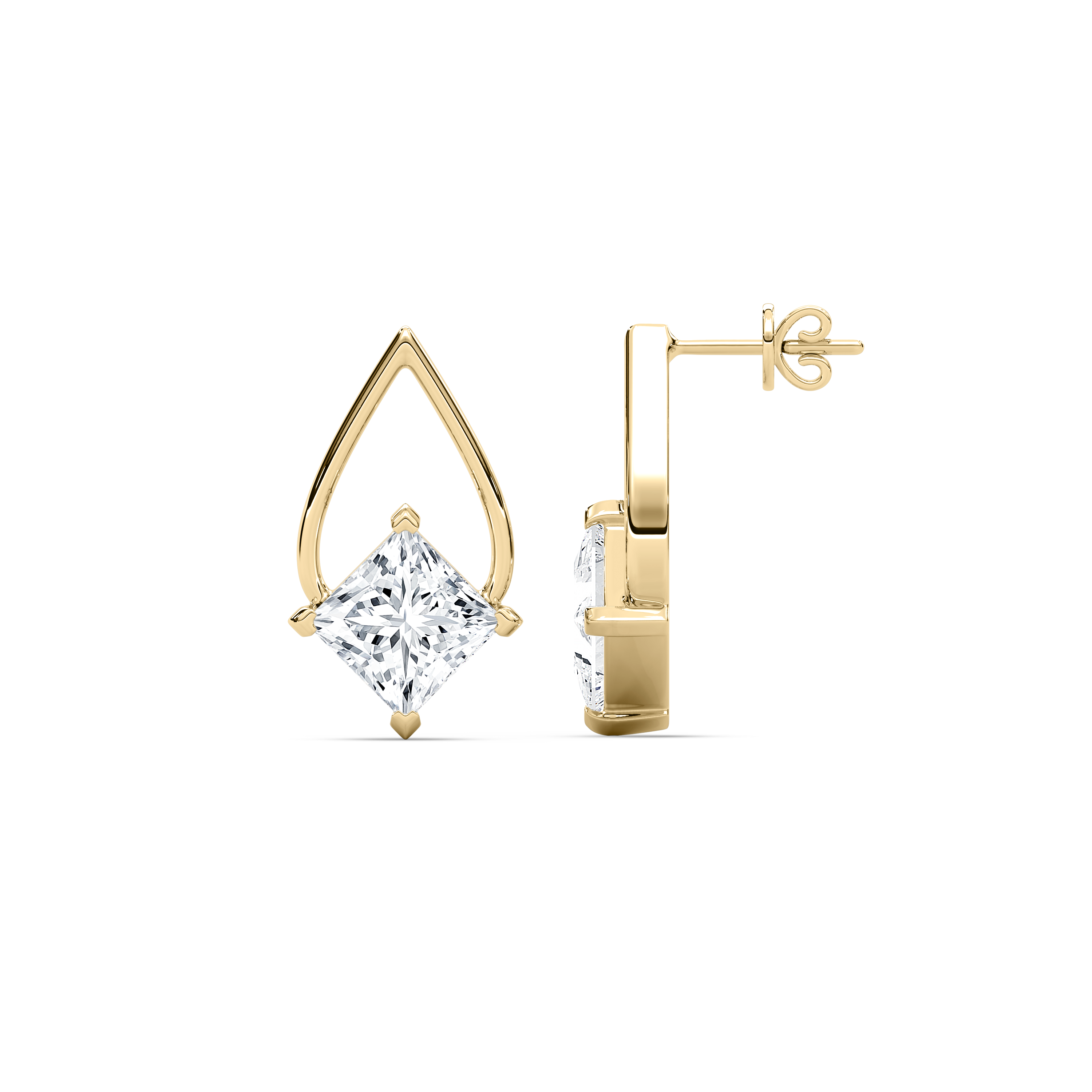 Raindrop Matrix Princess Diamonds Studs Earrings