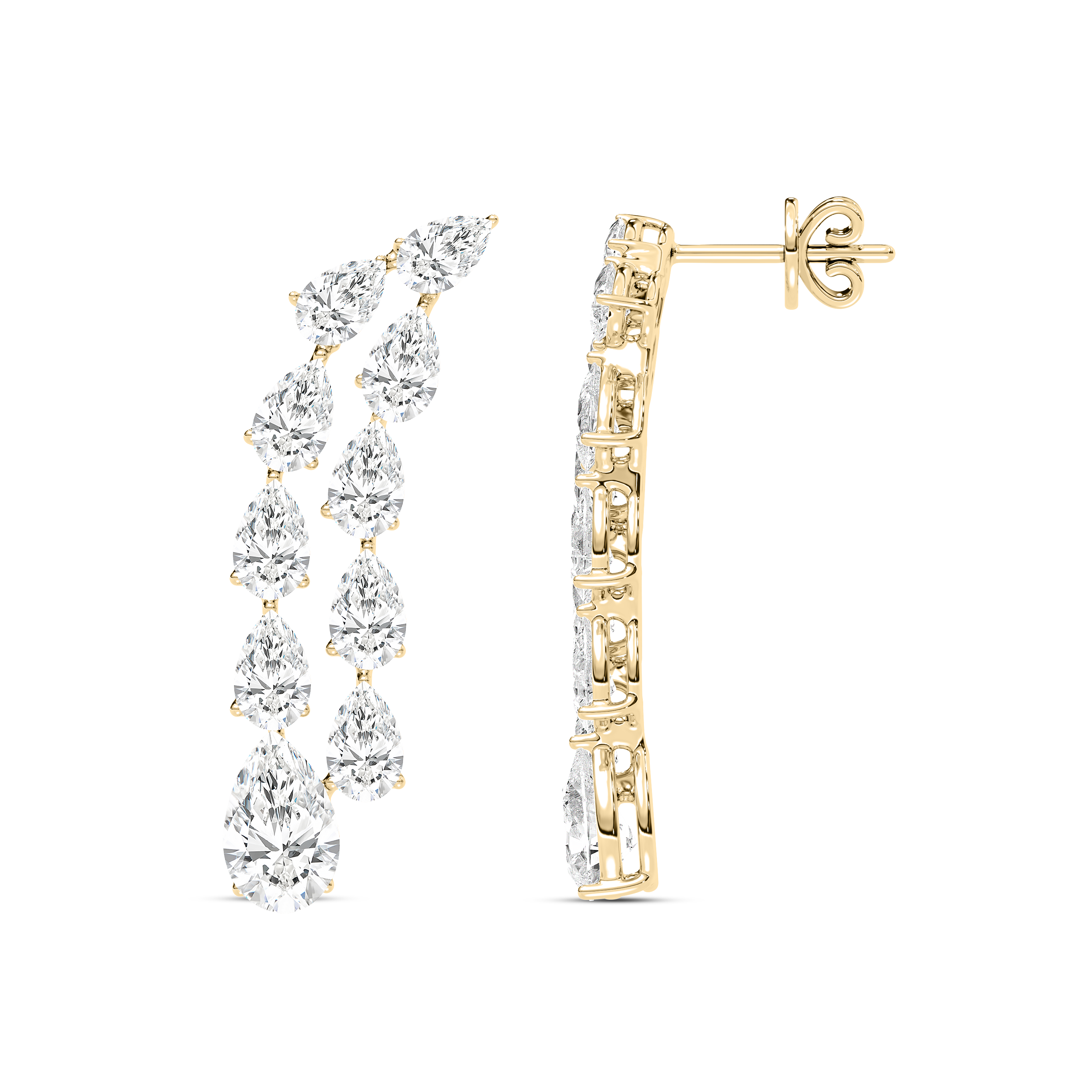 Shimmery Shower Pear Diamonds Danglers Earrings